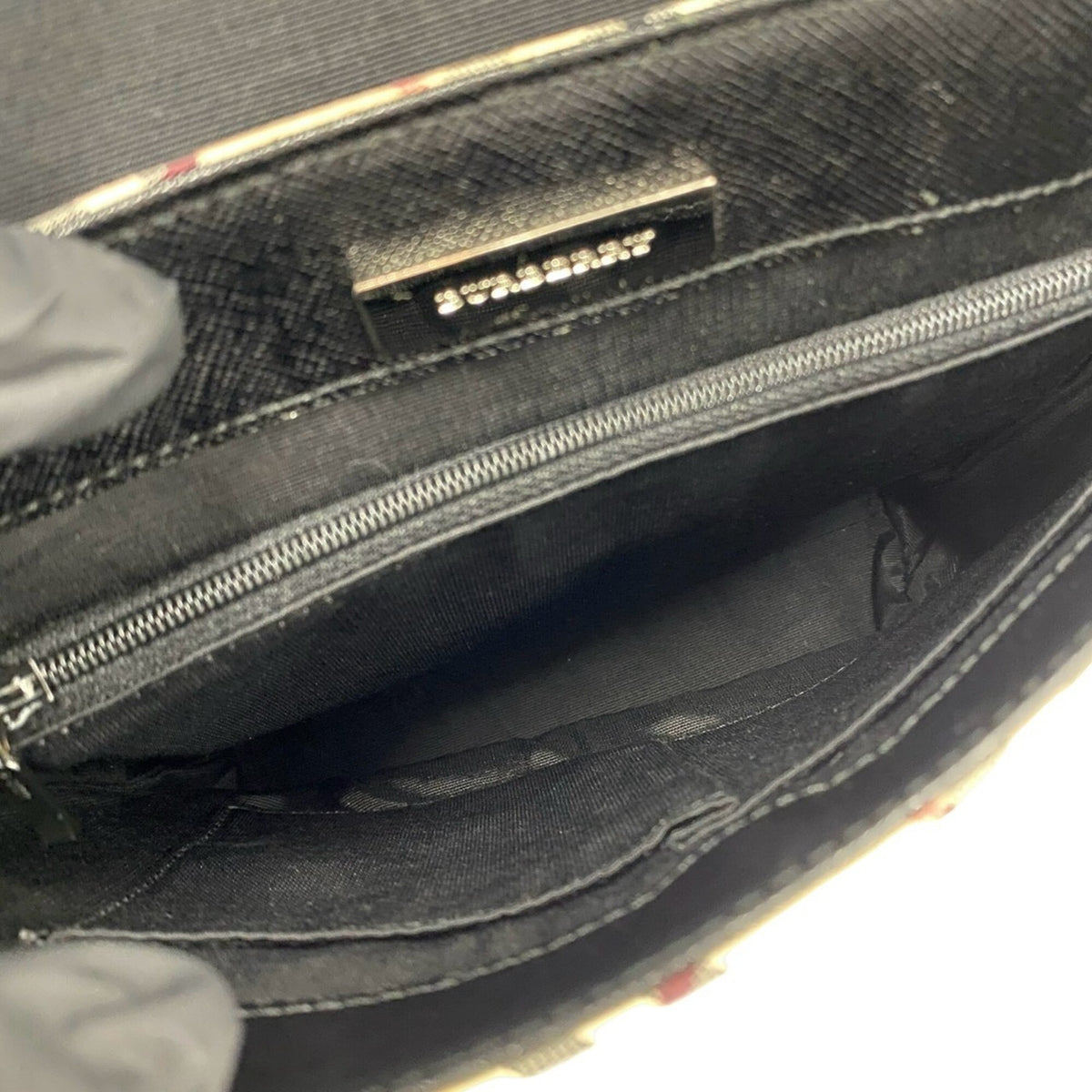 Burberry Beige Black Canvas Leather Pochette Shoulder Bag (Pre-Owned)