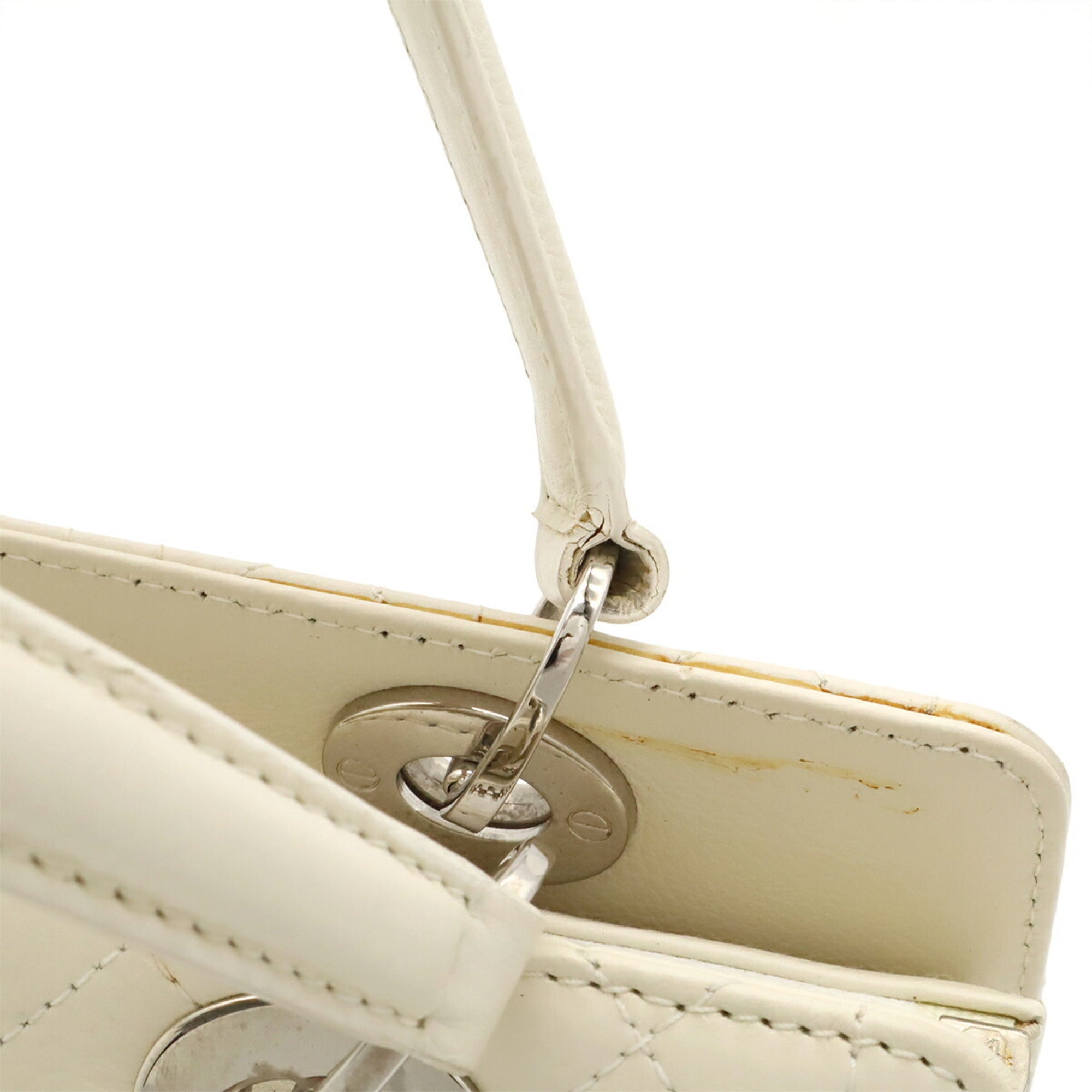 Christian Dior Ivory Leather Handbag Shoulder Bag (Pre-Owned)