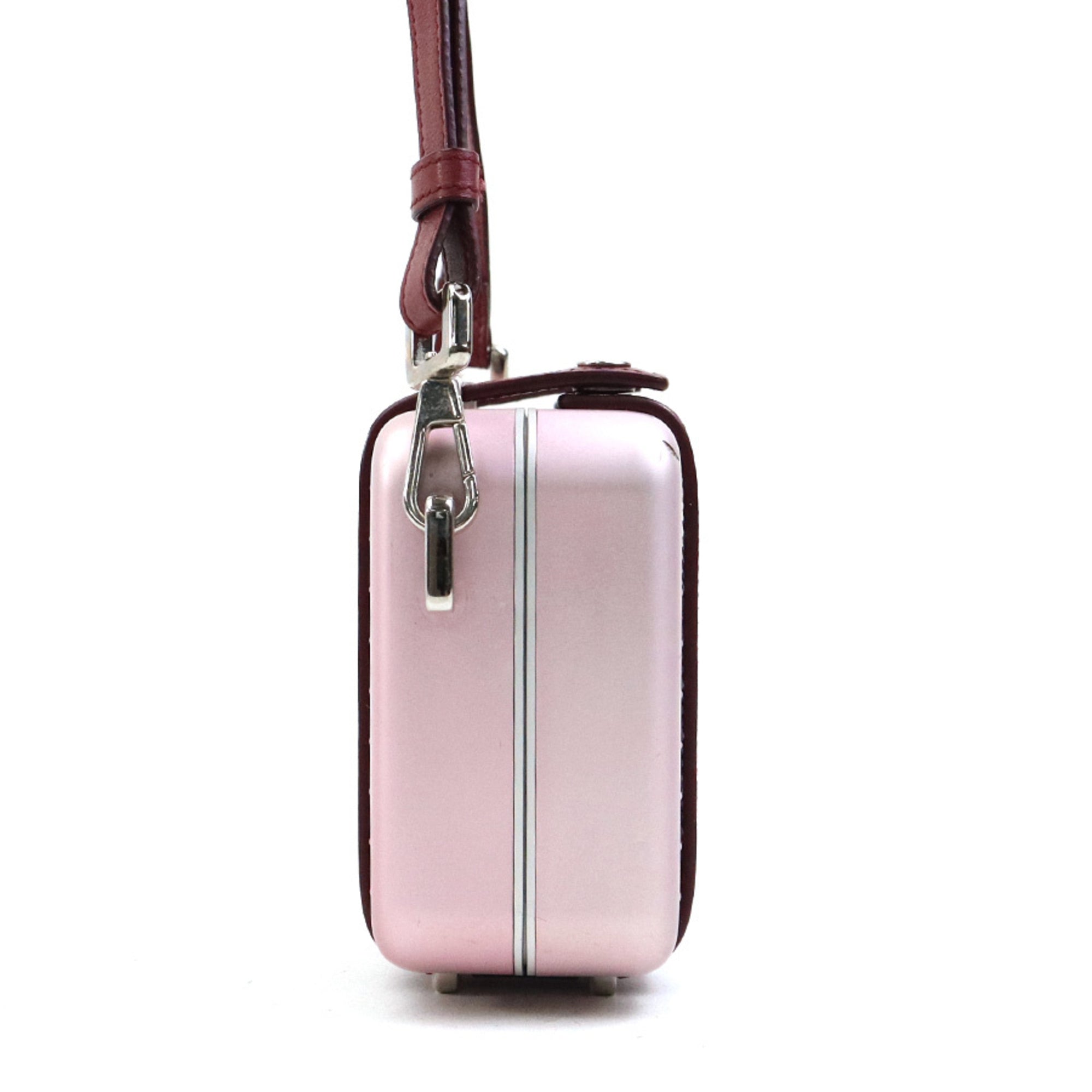 Christian Dior Burgundy Metallic Pink Leather Aluminum Shoulder Bag (Pre-Owned)