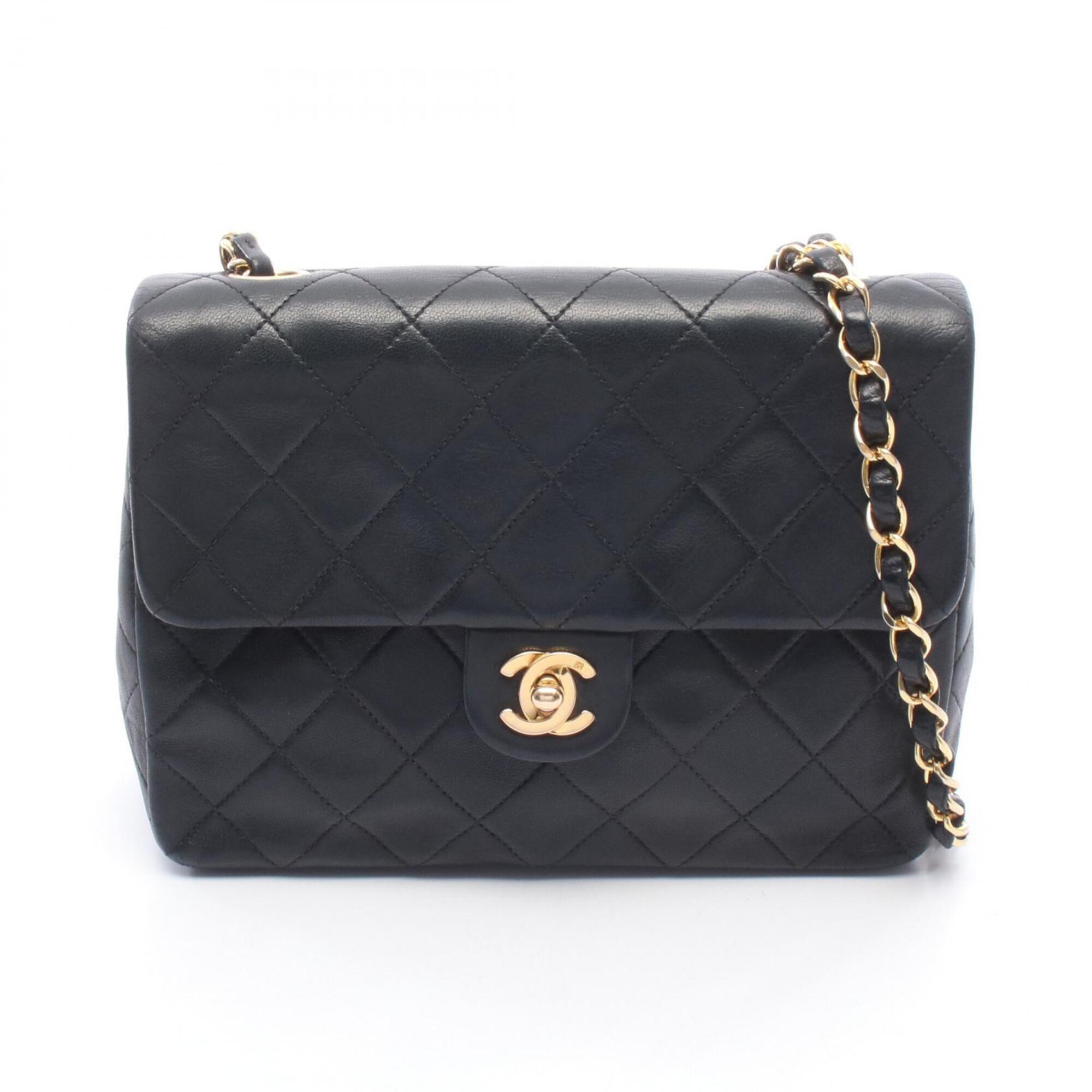 Chanel Black Leather Handbag Shoulder Bag (Pre-Owned)