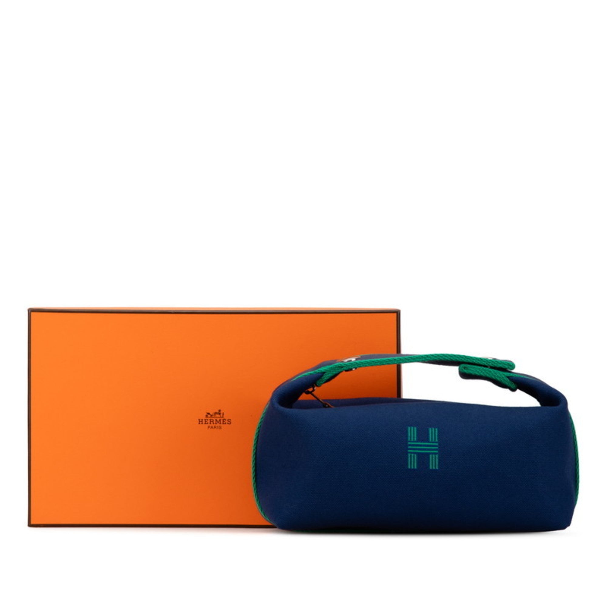 Hermes Blue Marine Navy Toile H Handbag Pouch (Pre-Owned)