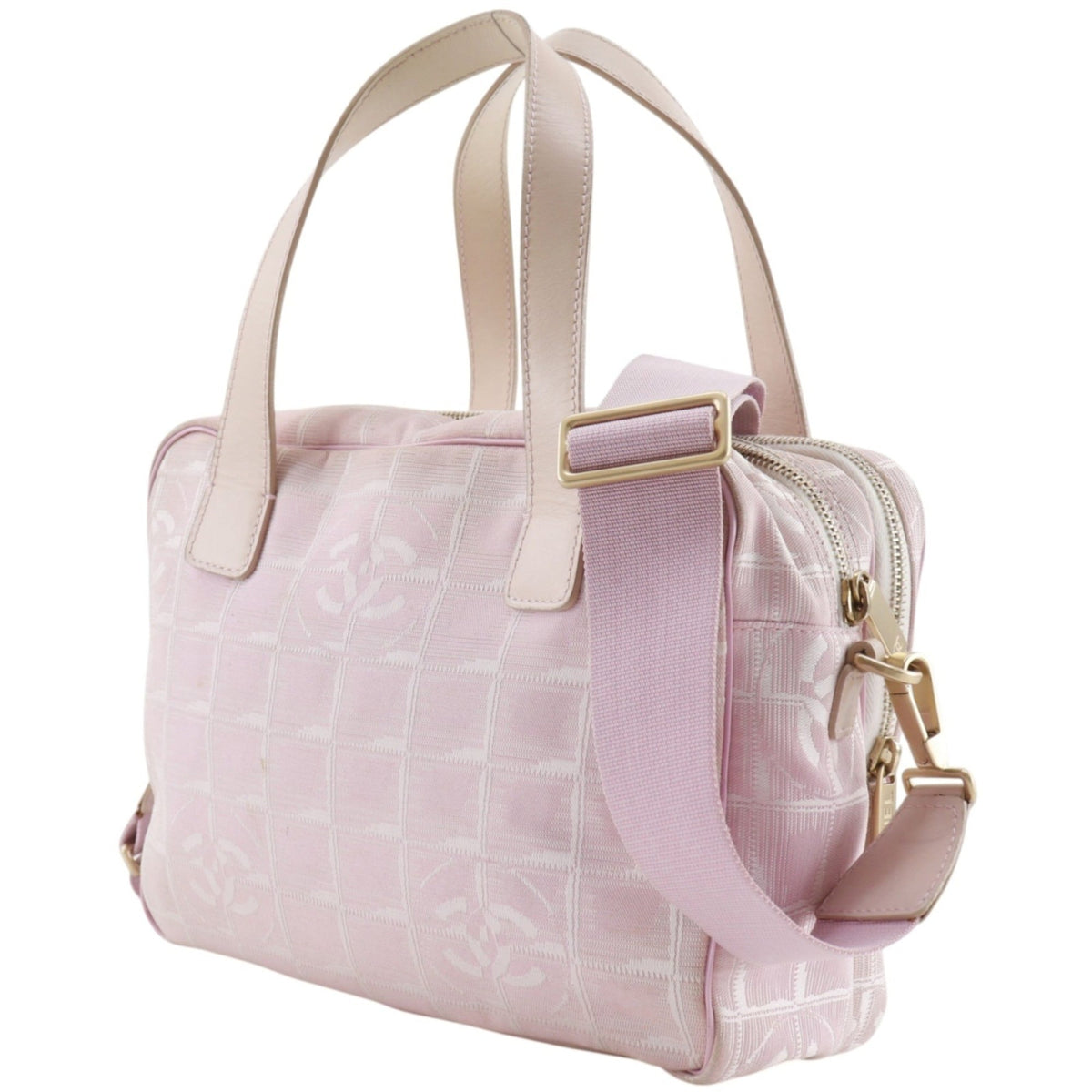 Chanel New Travel Line Pink Nylon Canvas Handbag (Pre-Owned)