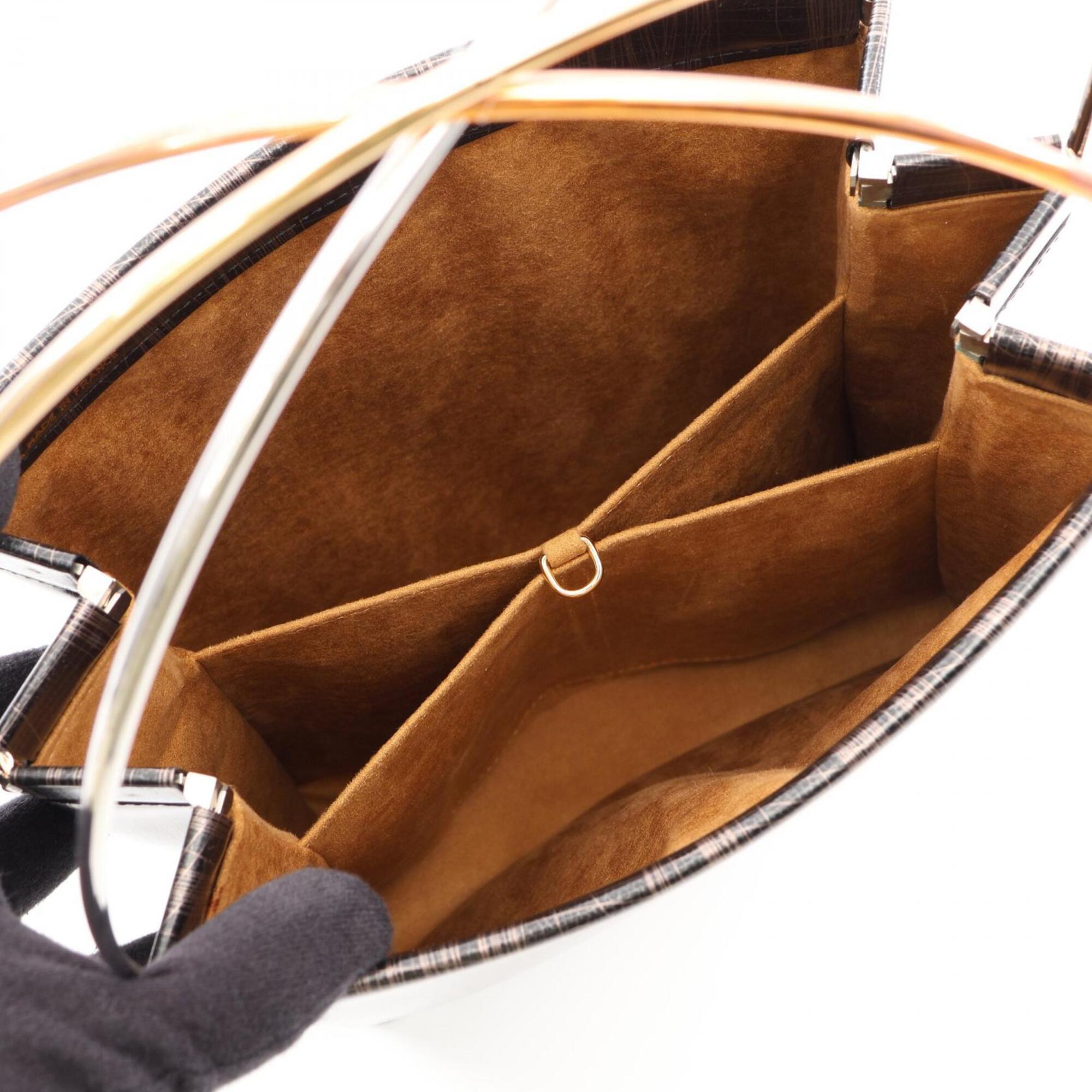 Cartier Black Brown Leather Handbag (Pre-Owned)
