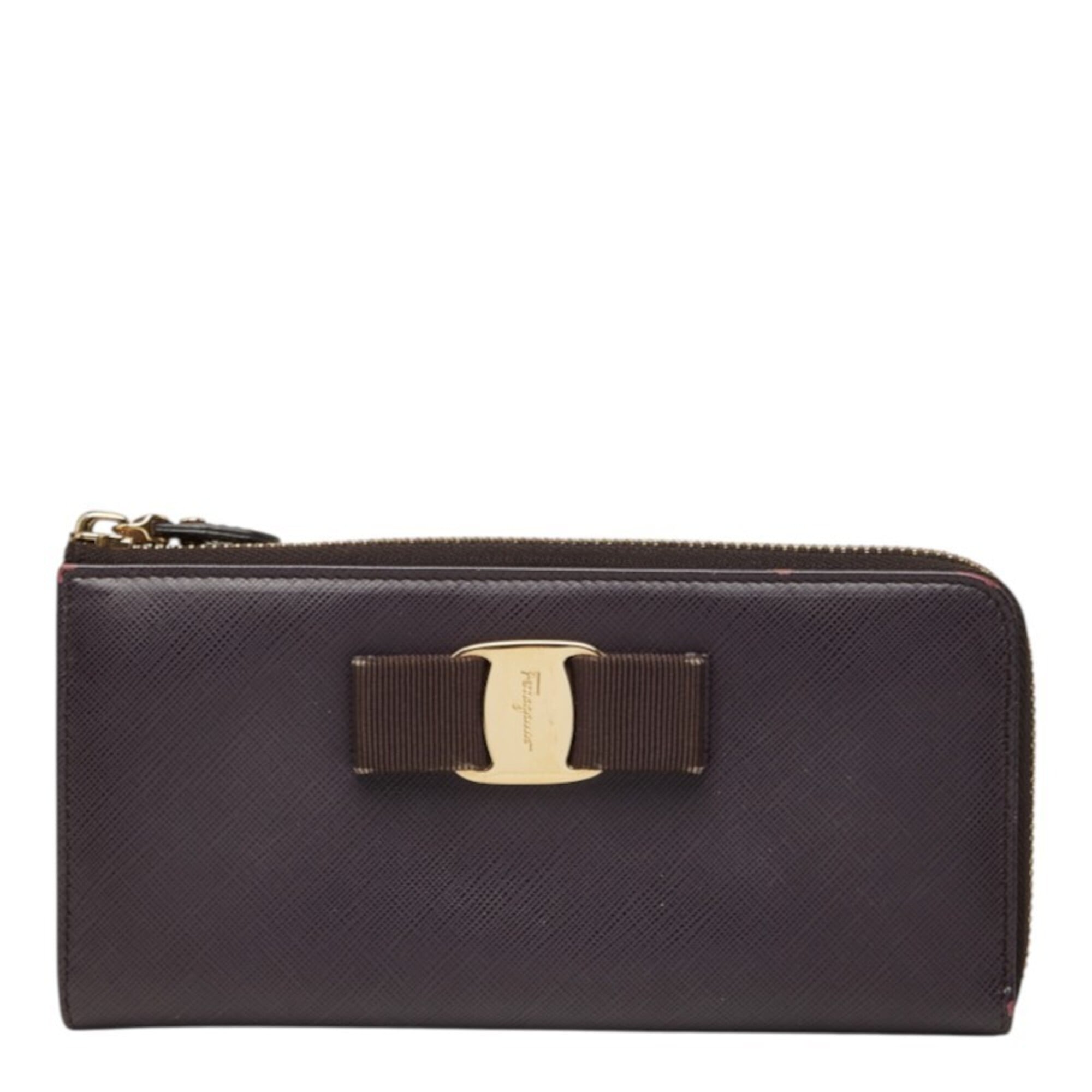 Salvatore Ferragamo Purple Leather Long Wallet (Bi-Fold) (Pre-Owned)