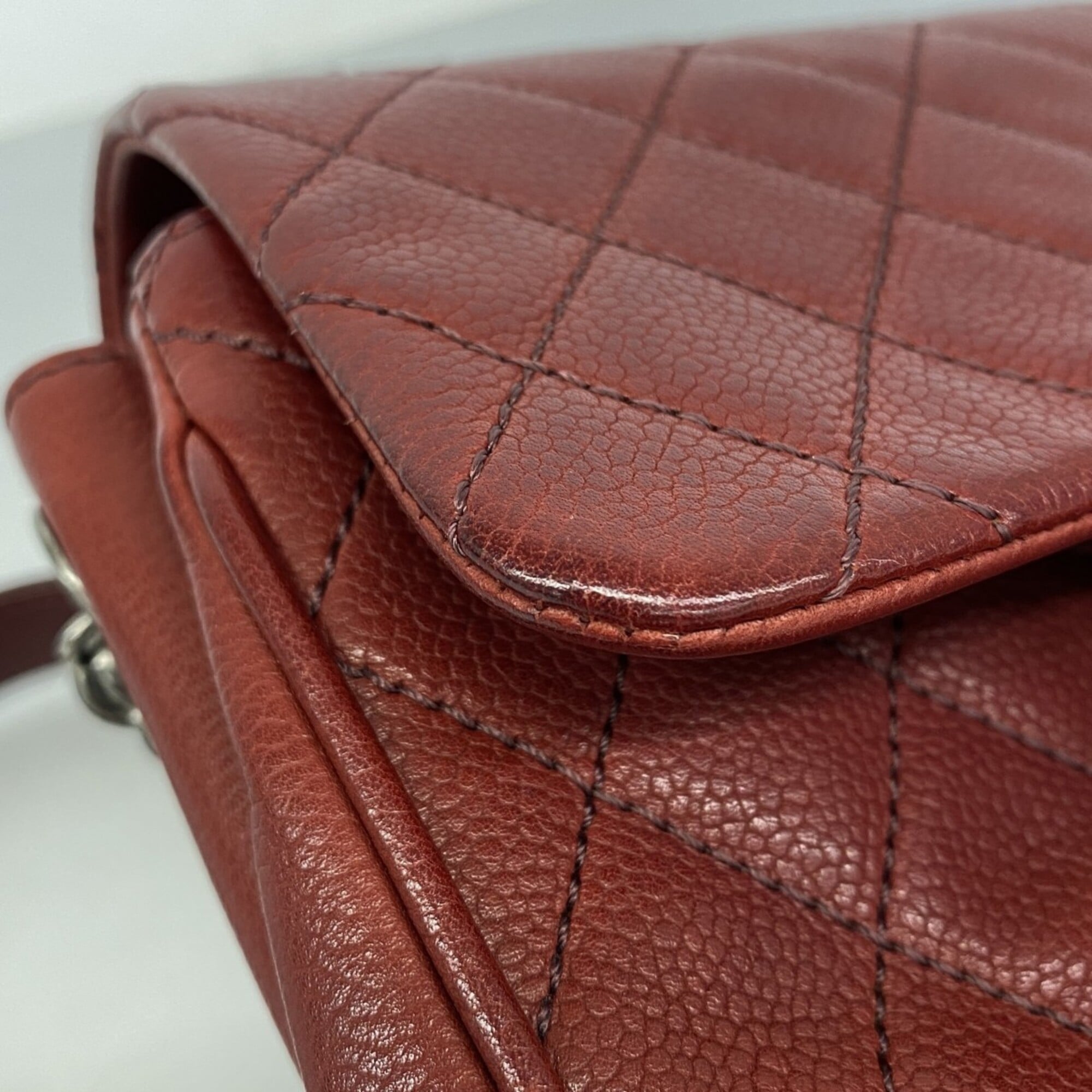 Chanel Bordeaux Grained Calfskin Shoulder Bag (Pre-Owned)