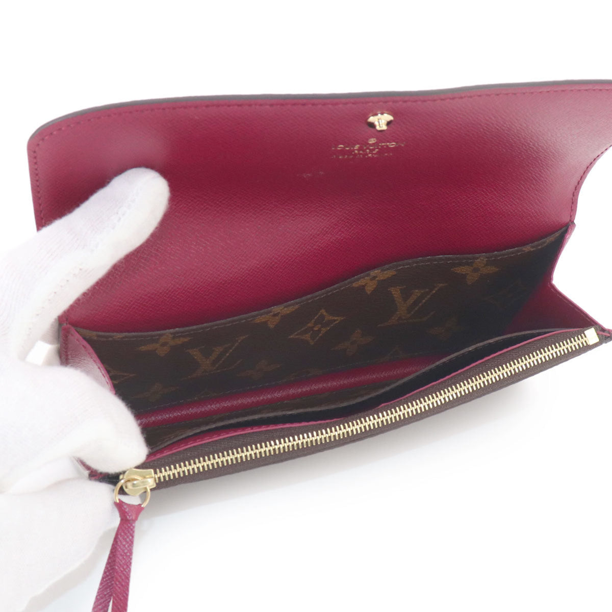 Louis Vuitton Brown Fuchsia Monogram Canvas Long Wallet (Bi-Fold) (Pre-Owned)