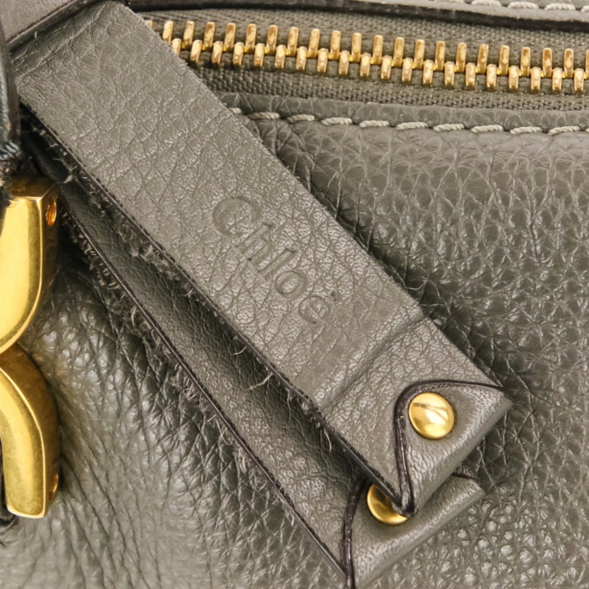 Chloé Gray Leather Handbag Shoulder Bag (Pre-Owned)