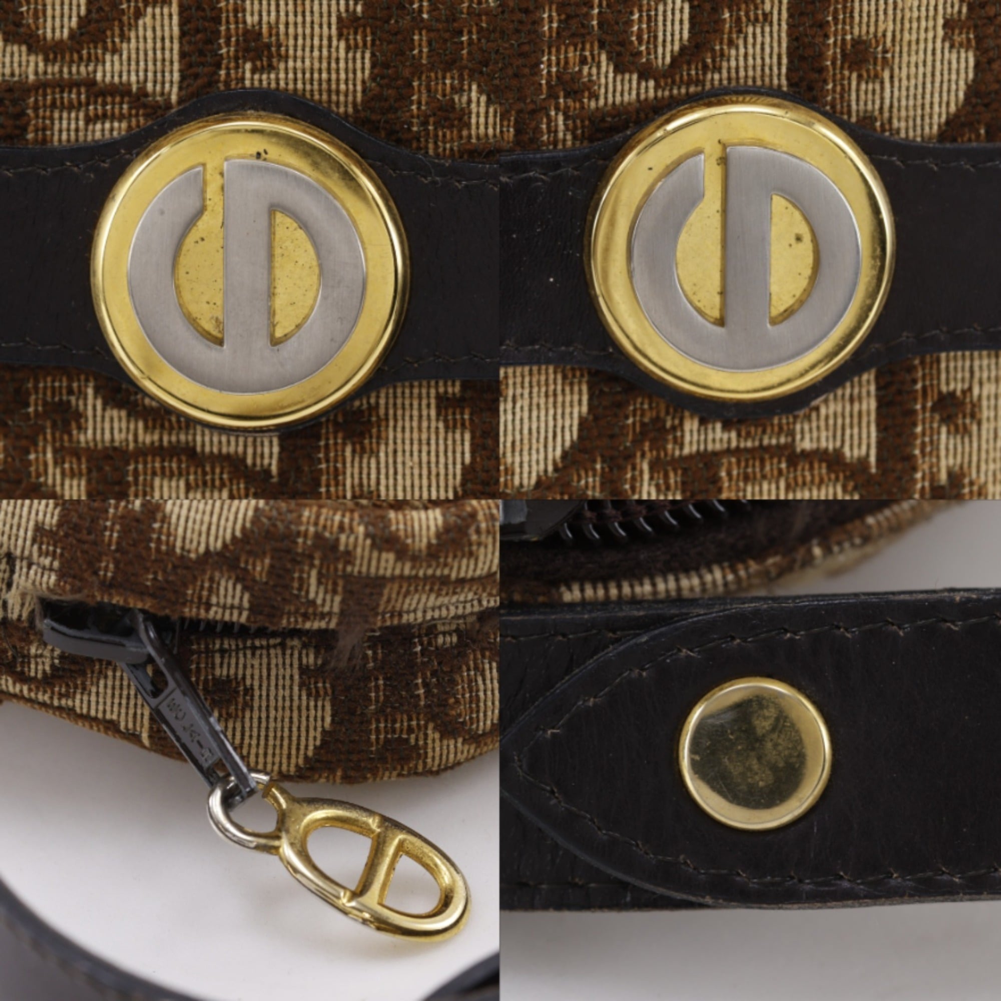 Christian Dior Trotter Brown Canvas Shoulder Bag (Pre-Owned)