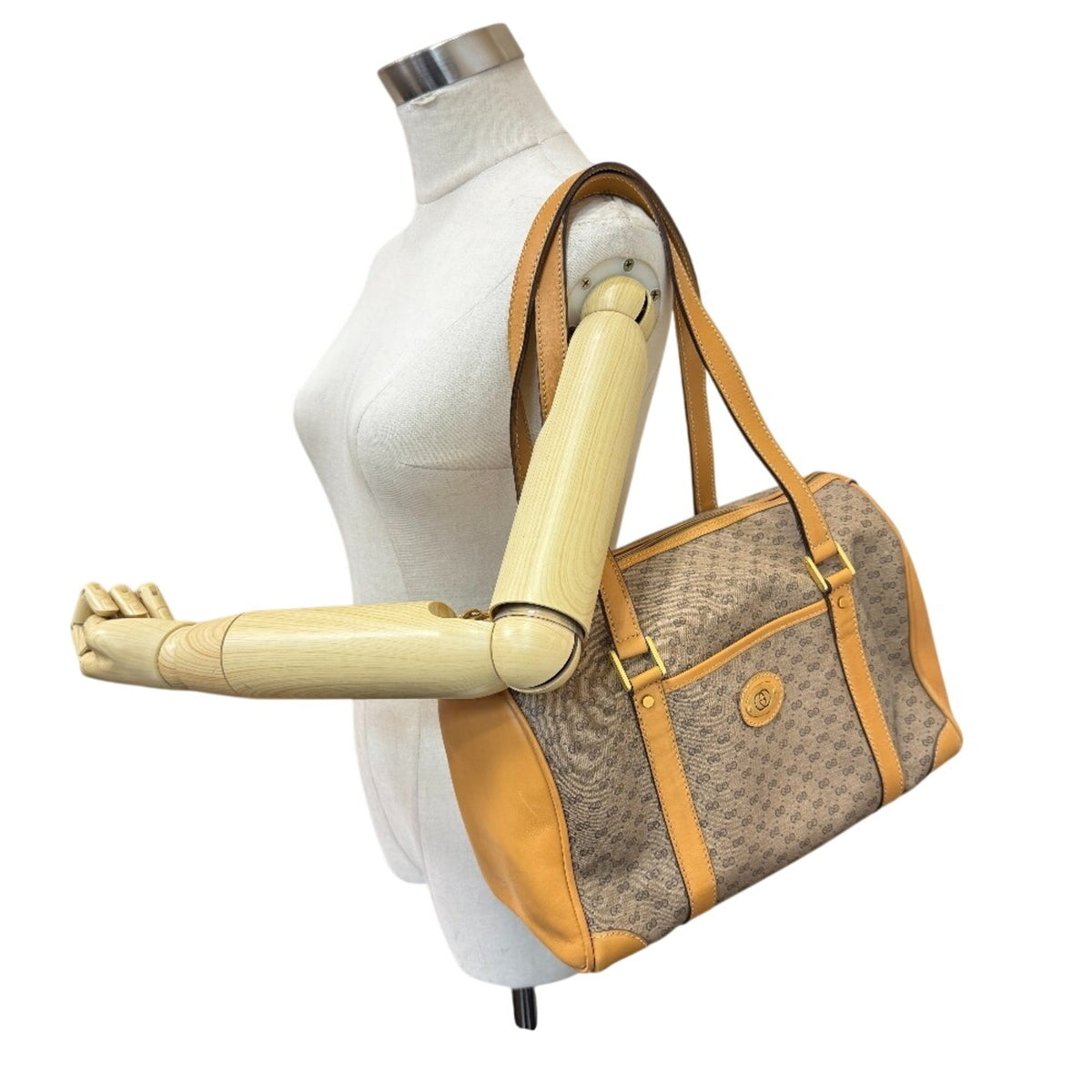Gucci Brown Pvc Leather Boston Bag Handbag (Pre-Owned)