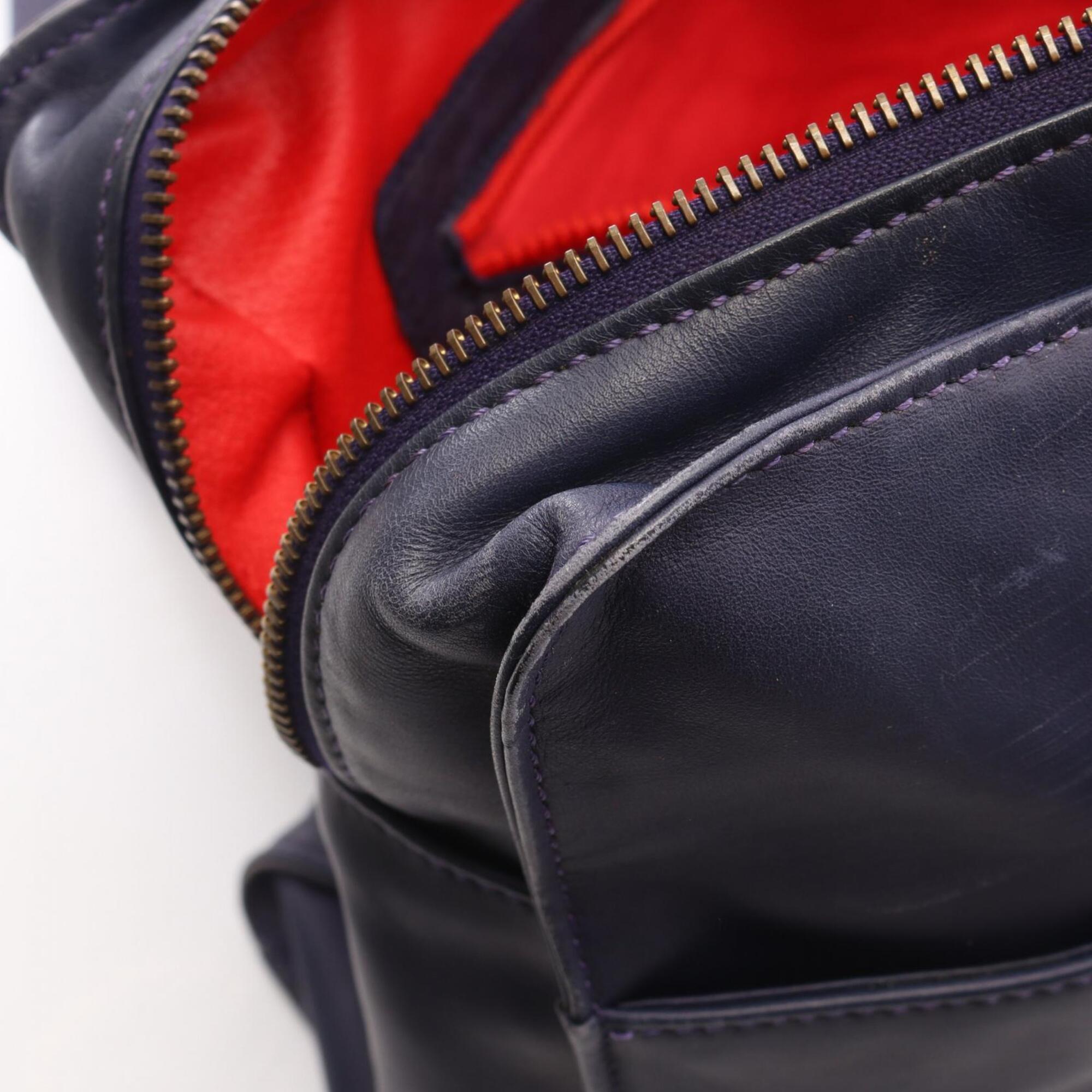 Celine Navy Leather Handbag Tote Bag (Pre-Owned)