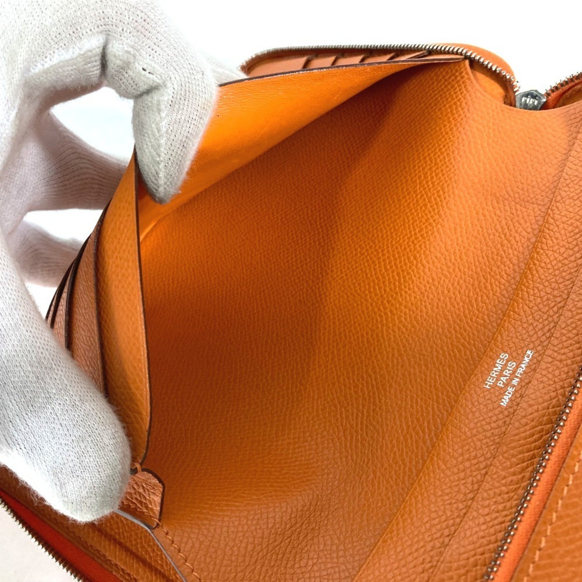 Hermes Orange Leather Long Wallet (Bi-Fold) (Pre-Owned)