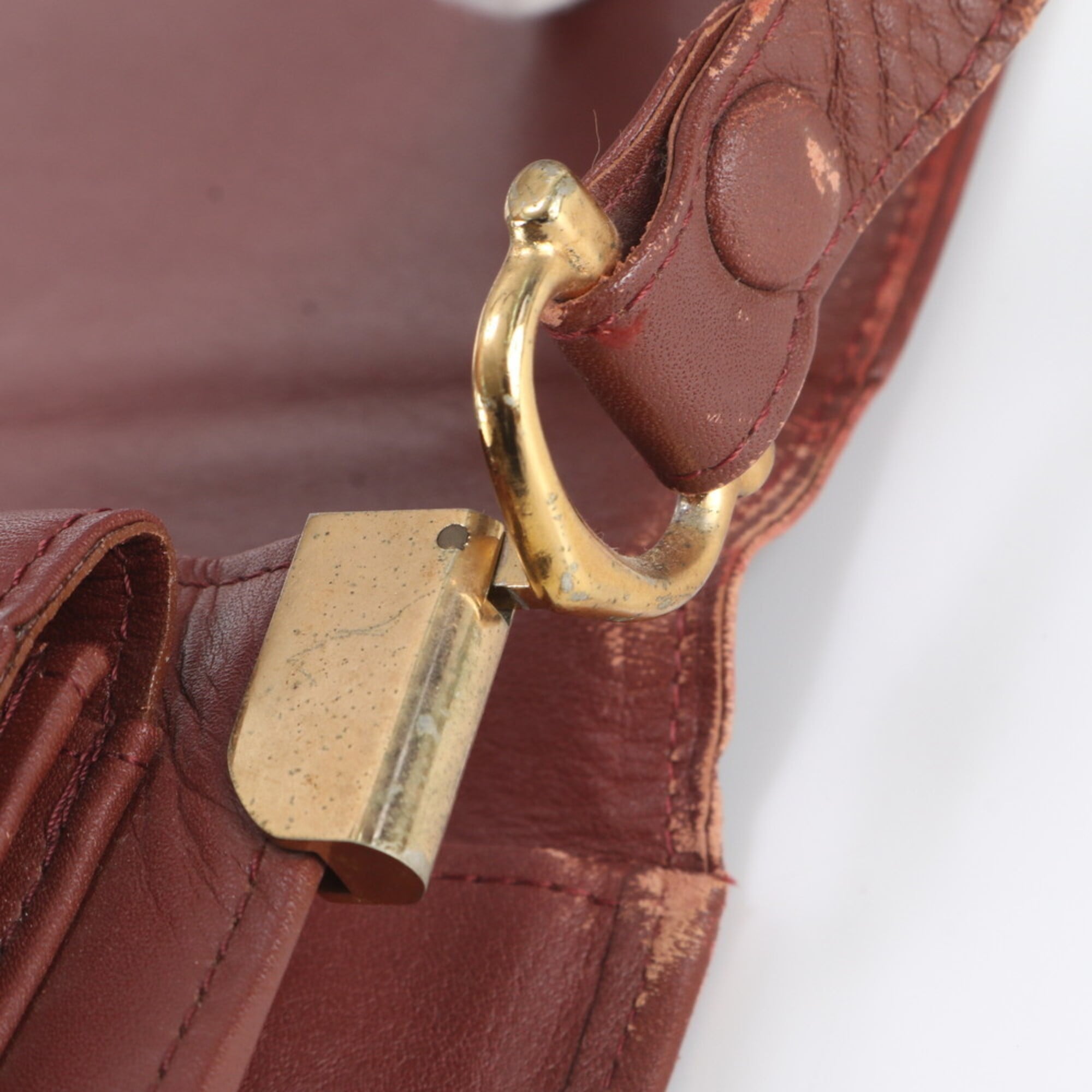 Cartier Wine Red Leather Handbag Shoulder Bag Tote Bag (Pre-Owned)