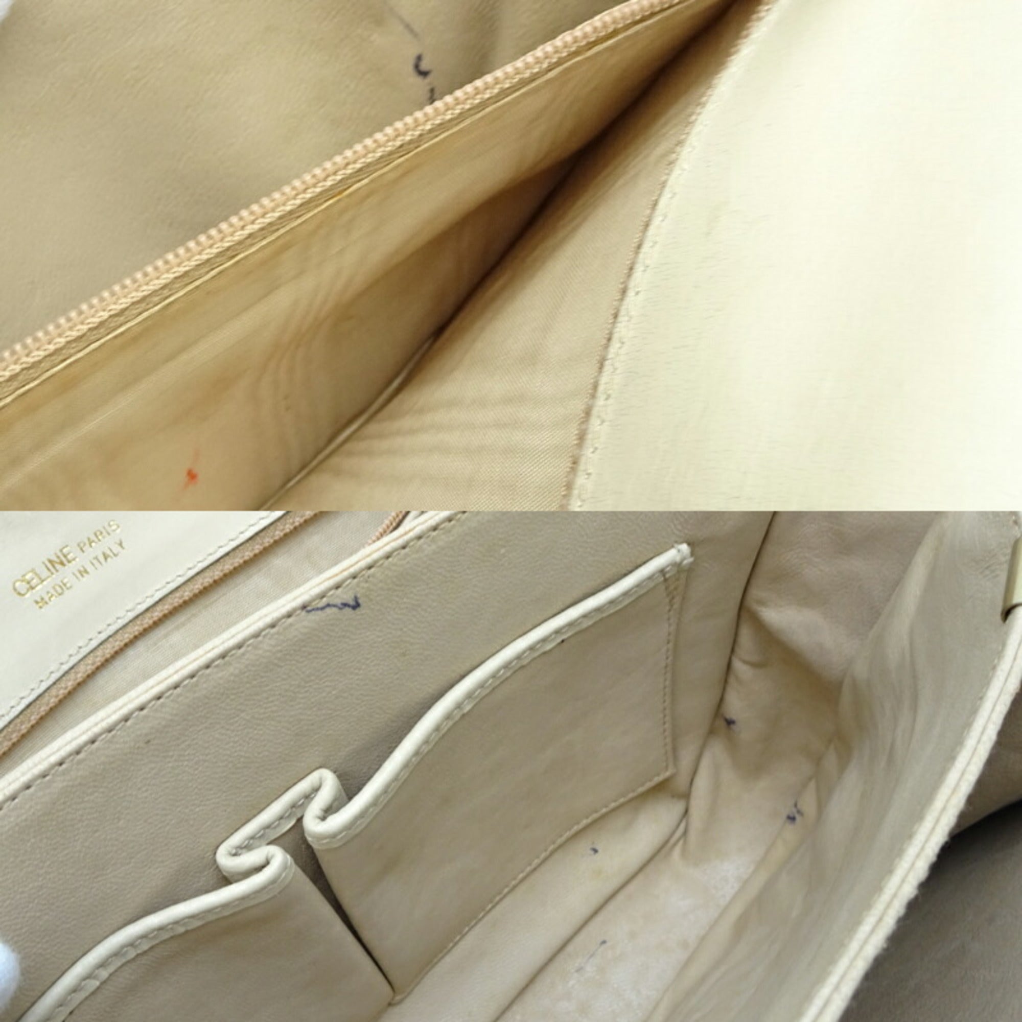 Celine Ivory Leather Shoulder Bag (Pre-Owned)