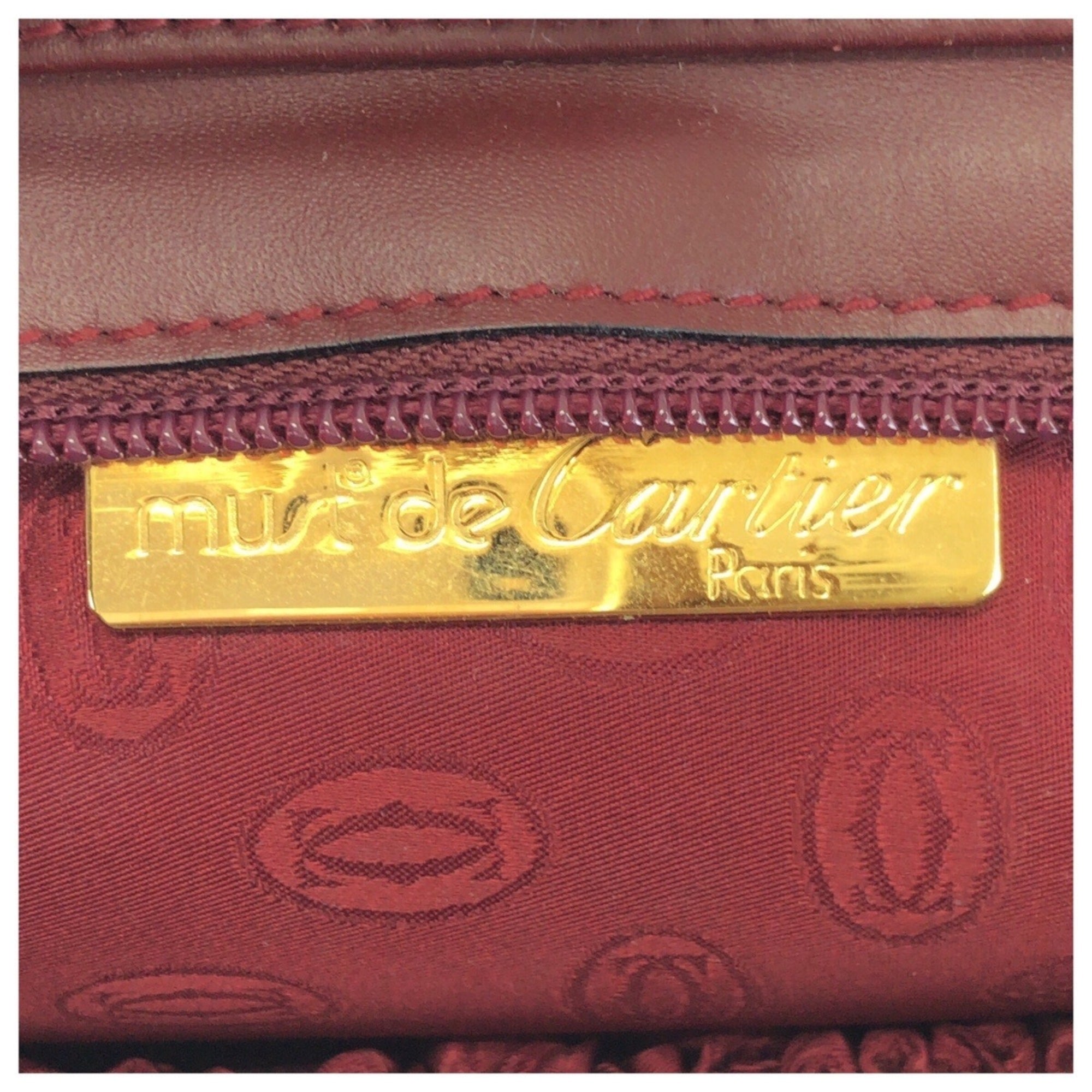 Cartier Bordeaux Wine Red Leather Clutch Bag (Pre-Owned)
