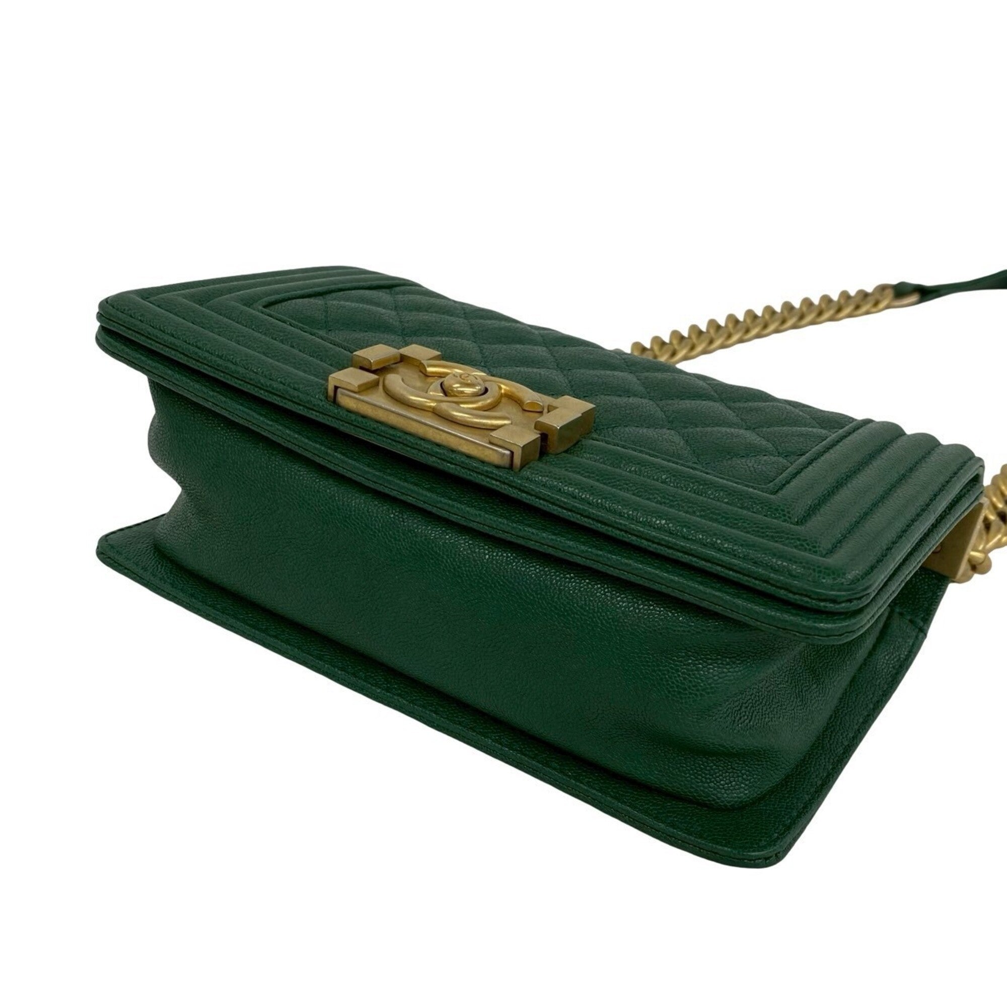 Chanel Green Grained Calfskin Shoulder Bag (Pre-Owned)