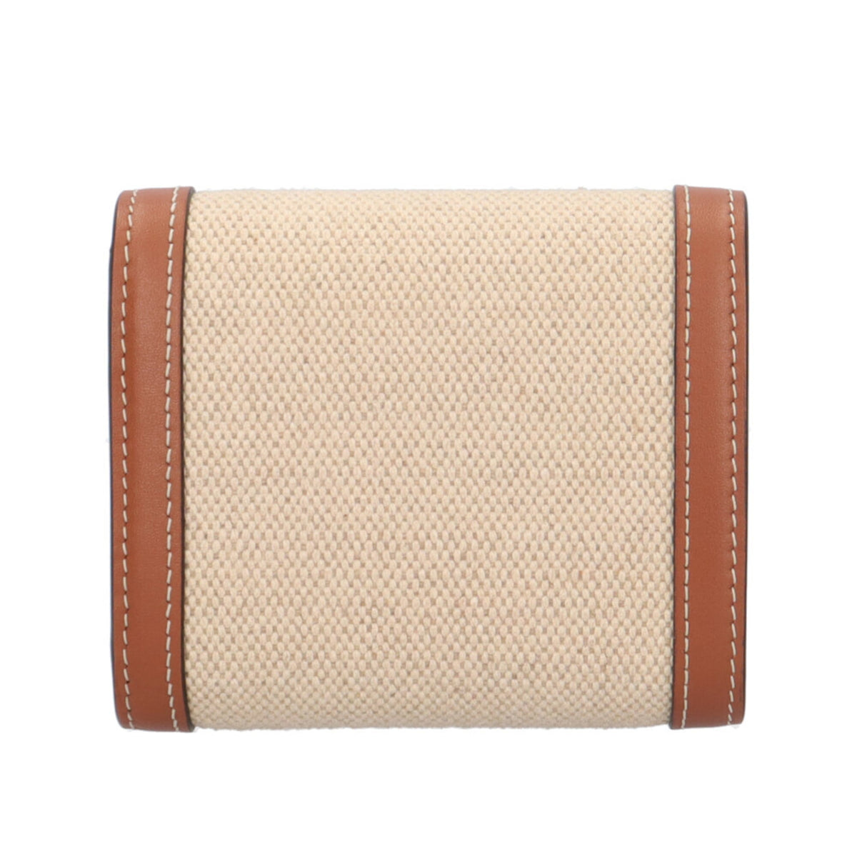 Celine Beige Brown Canvas Leather Wallet (Tri-Fold) (Pre-Owned)