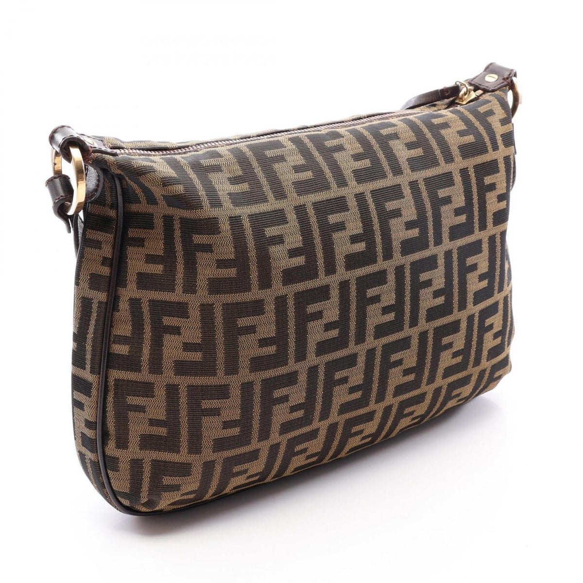 Fendi Brown Canvas Leather Handbag Shoulder Bag (Pre-Owned)