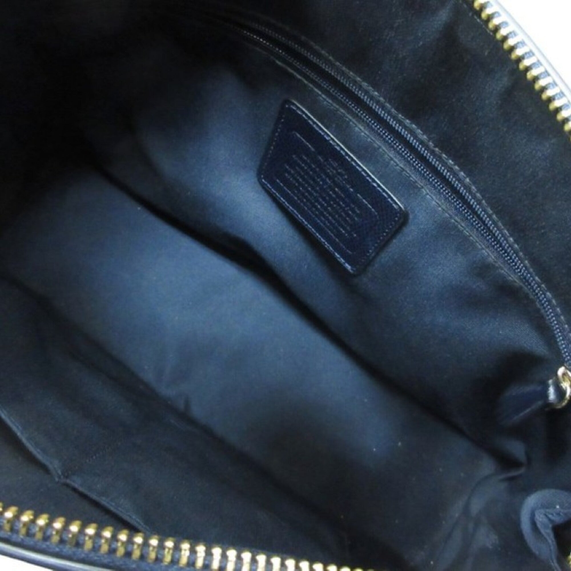 Coach Navy Leather Handbag Shoulder Bag Tote Bag (Pre-Owned)