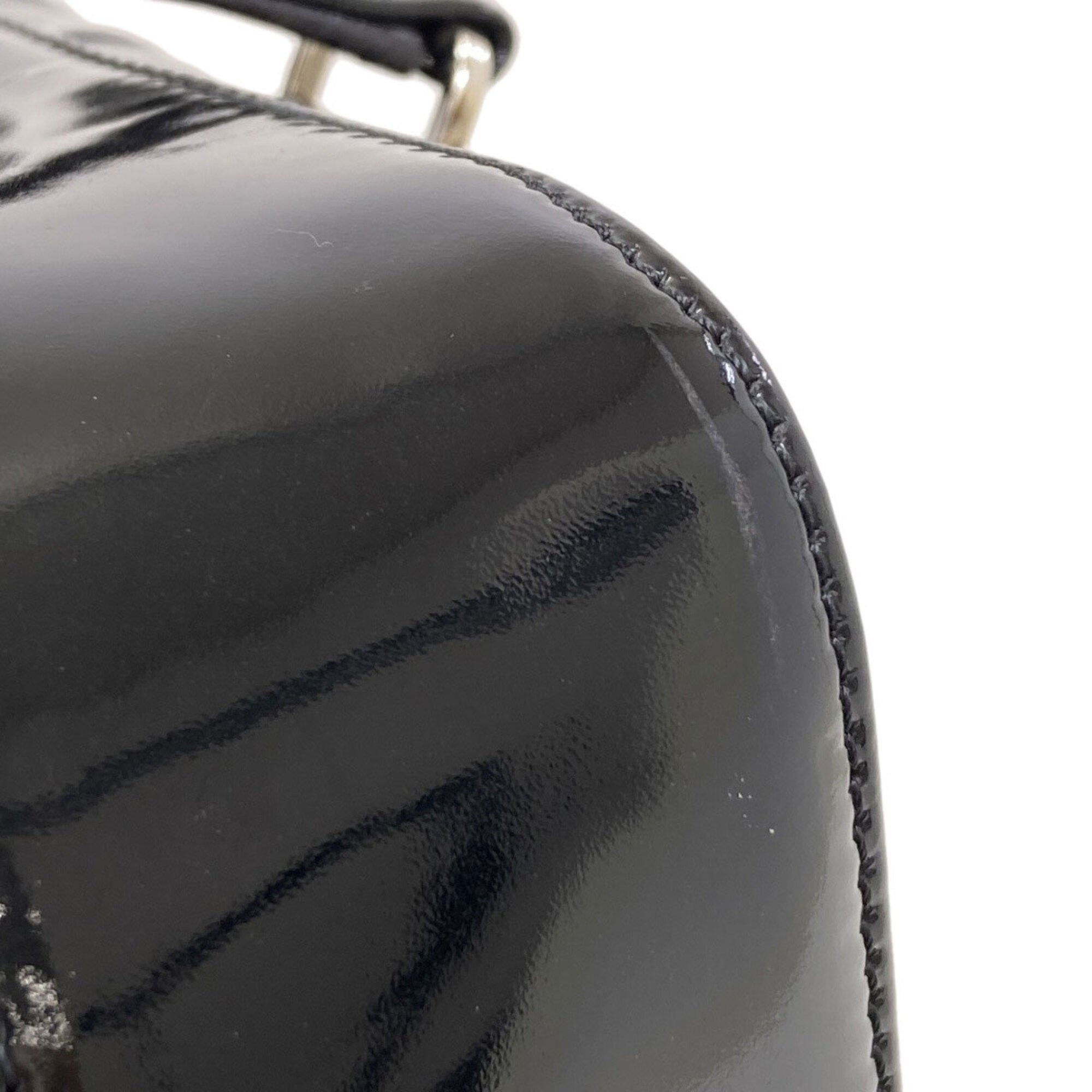 Chanel Chocolate Bar Black Patent Leather Tote Bag (Pre-Owned)
