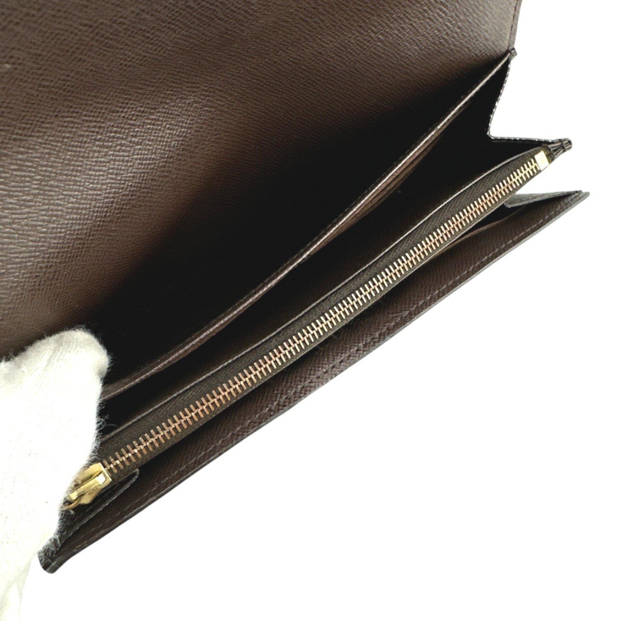 Louis Vuitton Brown Damier Canvas Long Wallet (Tri-Fold) (Pre-Owned)