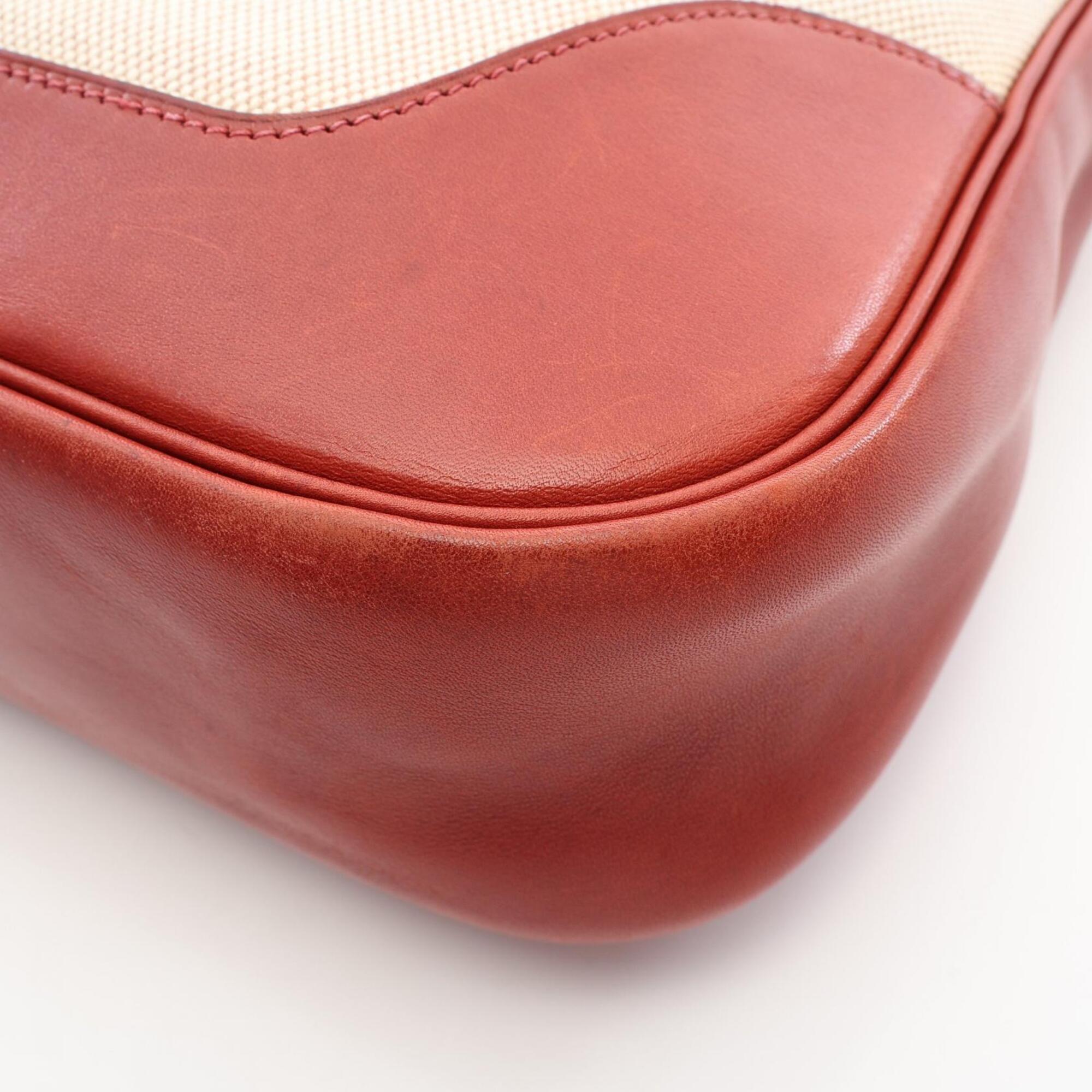 Hermes Bordeaux Ecru Ivory Toile H Handbag Shoulder Bag (Pre-Owned)