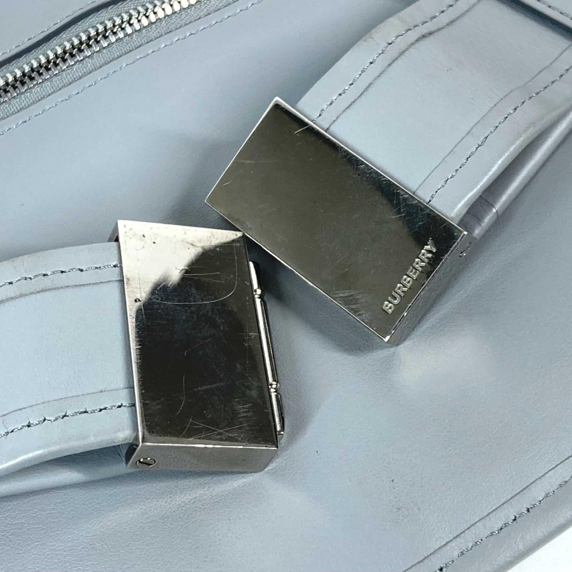 Burberry Gray Leather Fanny Pack (Pre-Owned)