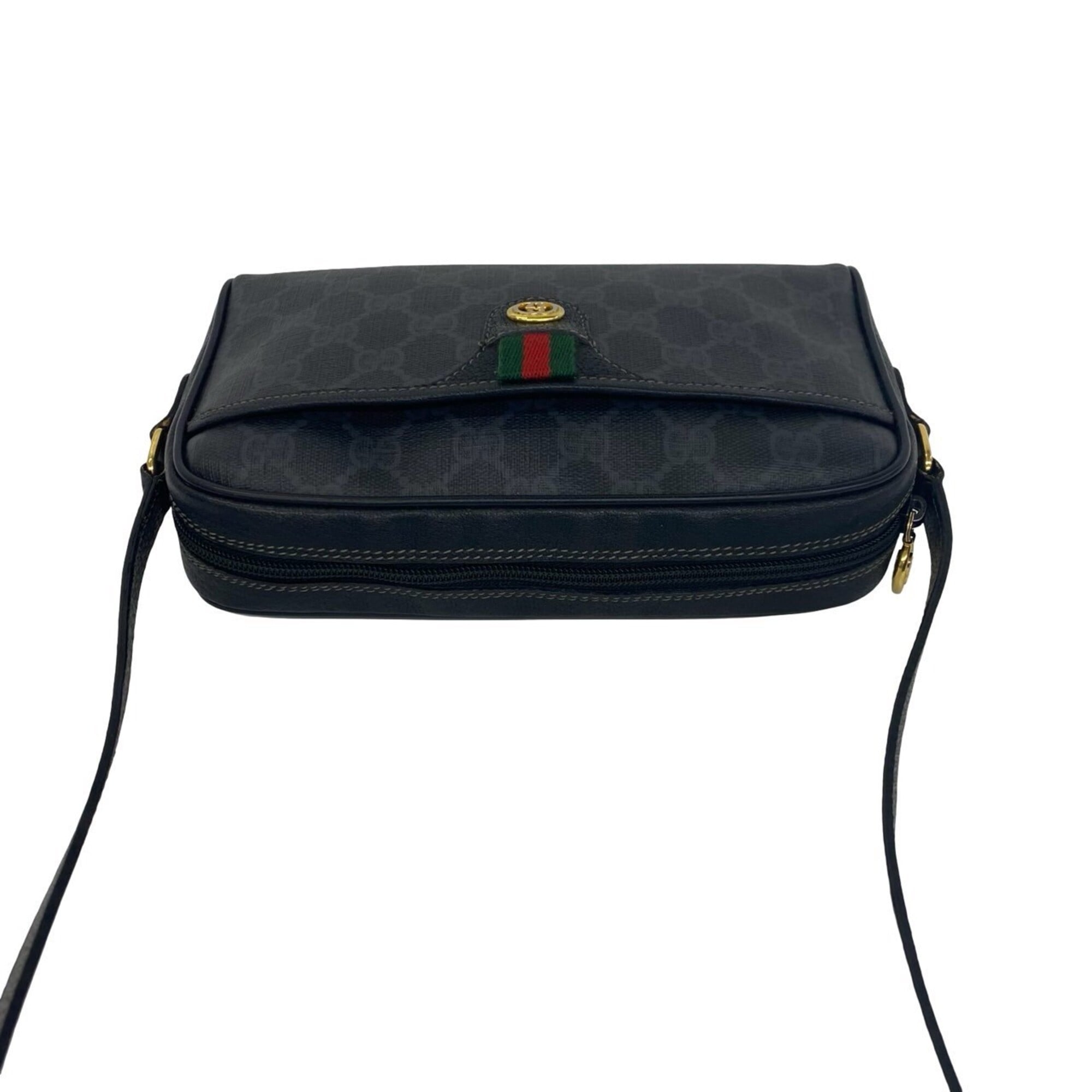 Gucci Black Green Red Color Leather Pvc Pochette Shoulder Bag (Pre-Owned)