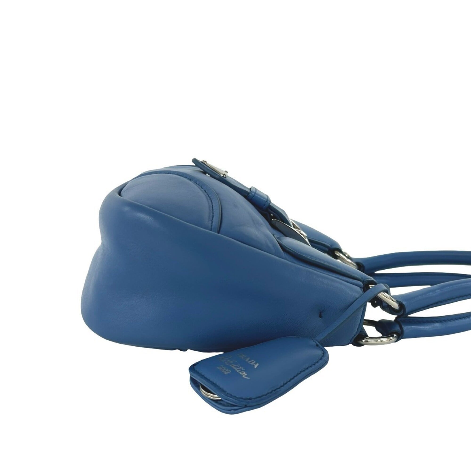 Prada Blue Leather Handbag Pochette Shoulder Bag (Pre-Owned)