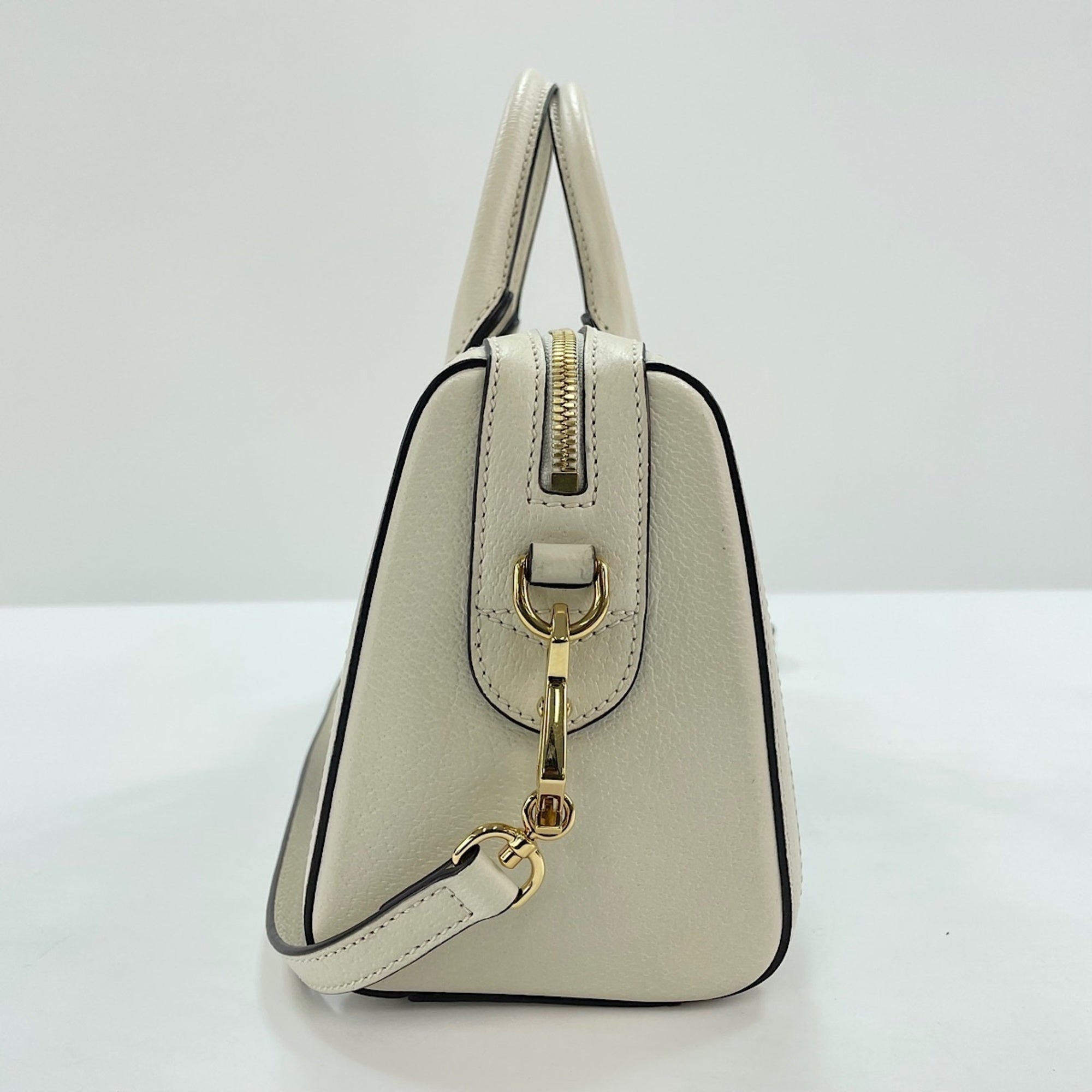 Gucci White Leather Boston Bag Handbag (Pre-Owned)