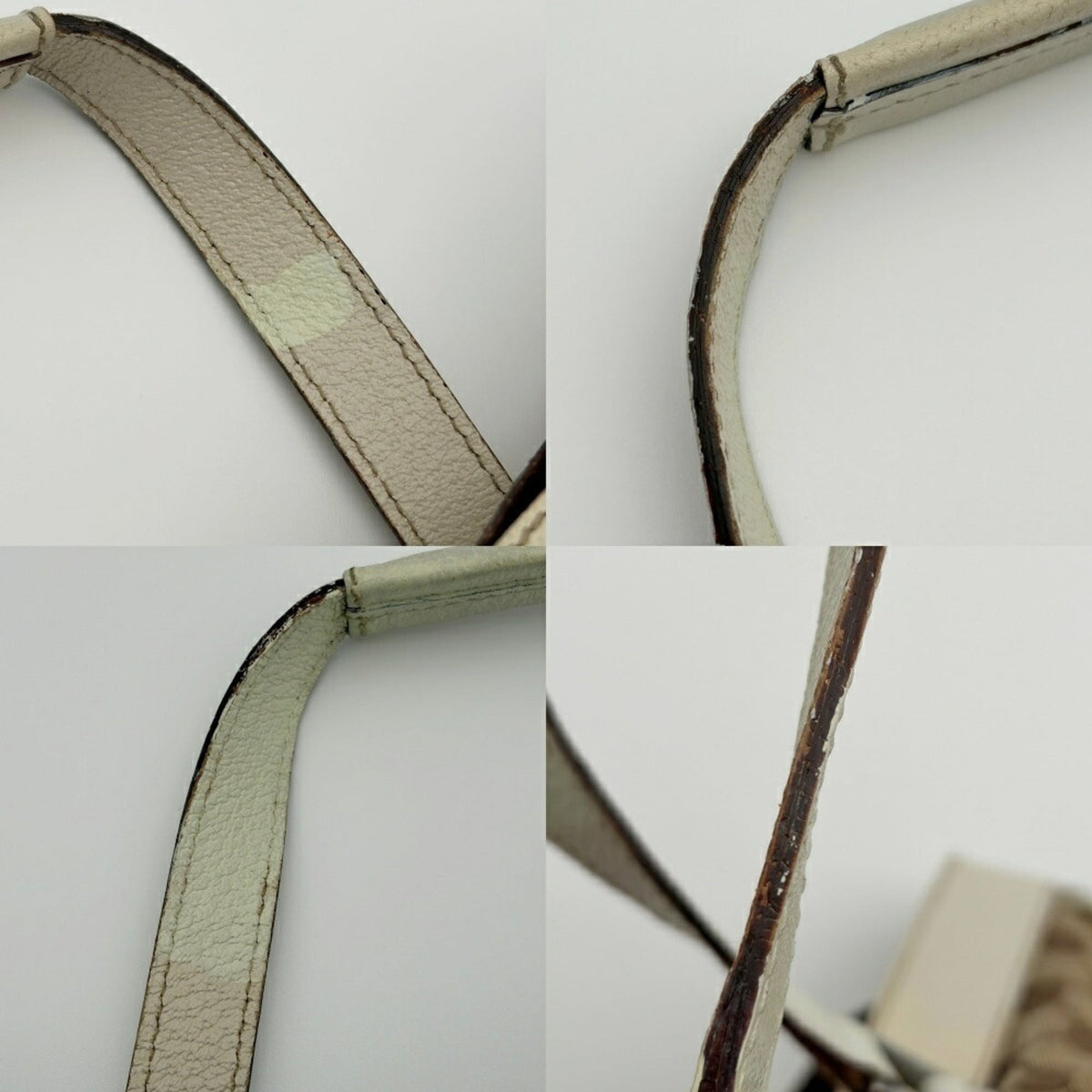 Gucci Beige Ivory Gg Canvas Leather Tote Bag (Pre-Owned)