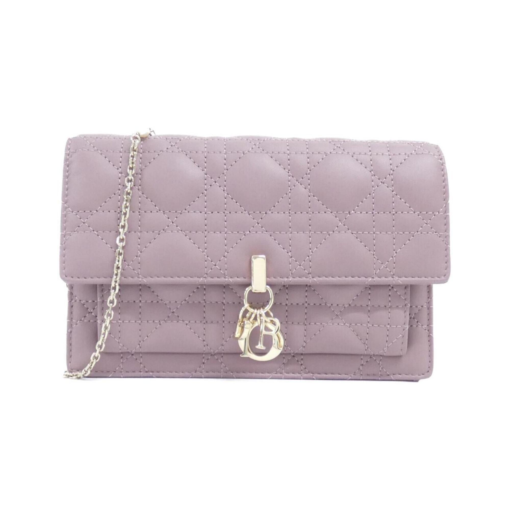 Christian Dior Pink Leather Chain/Shoulder Wallet (Pre-Owned)