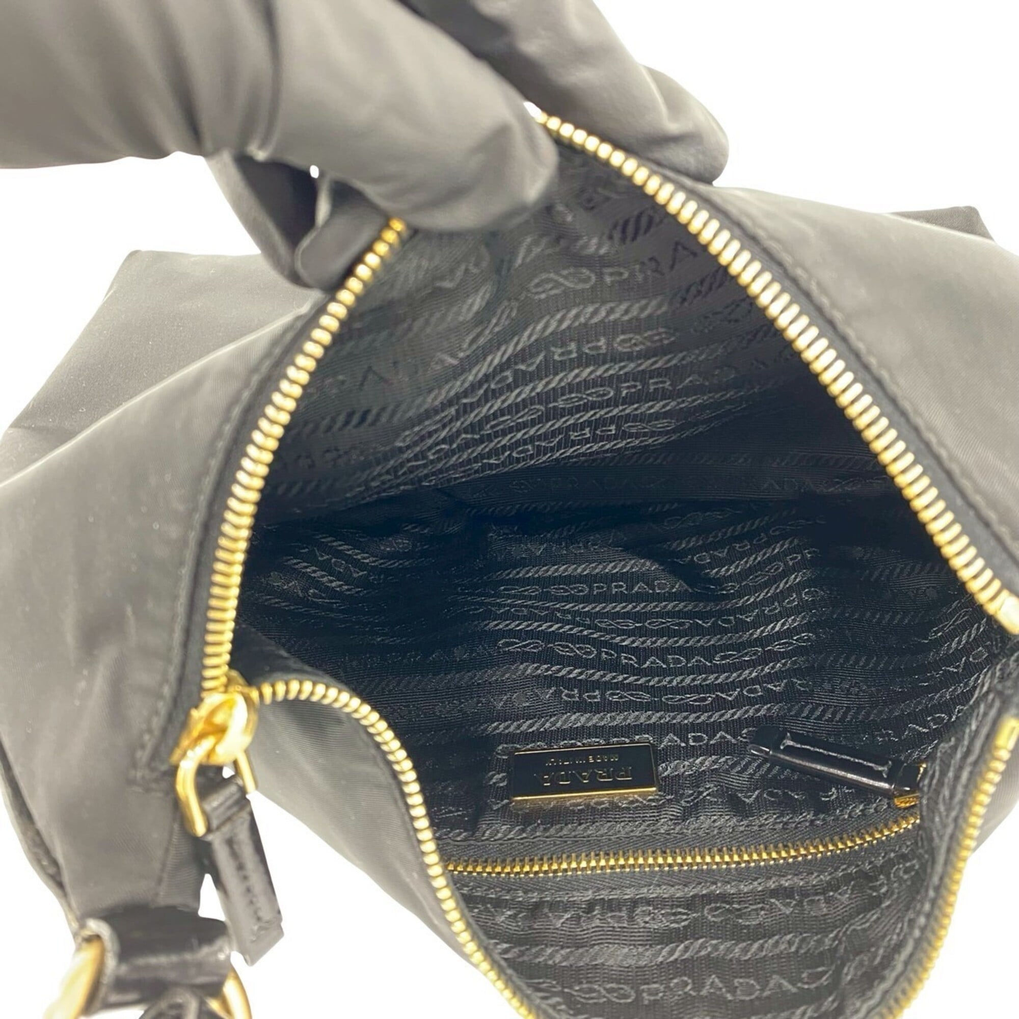 Prada Black Nylon Patent Leather Shoulder Bag (Pre-Owned)