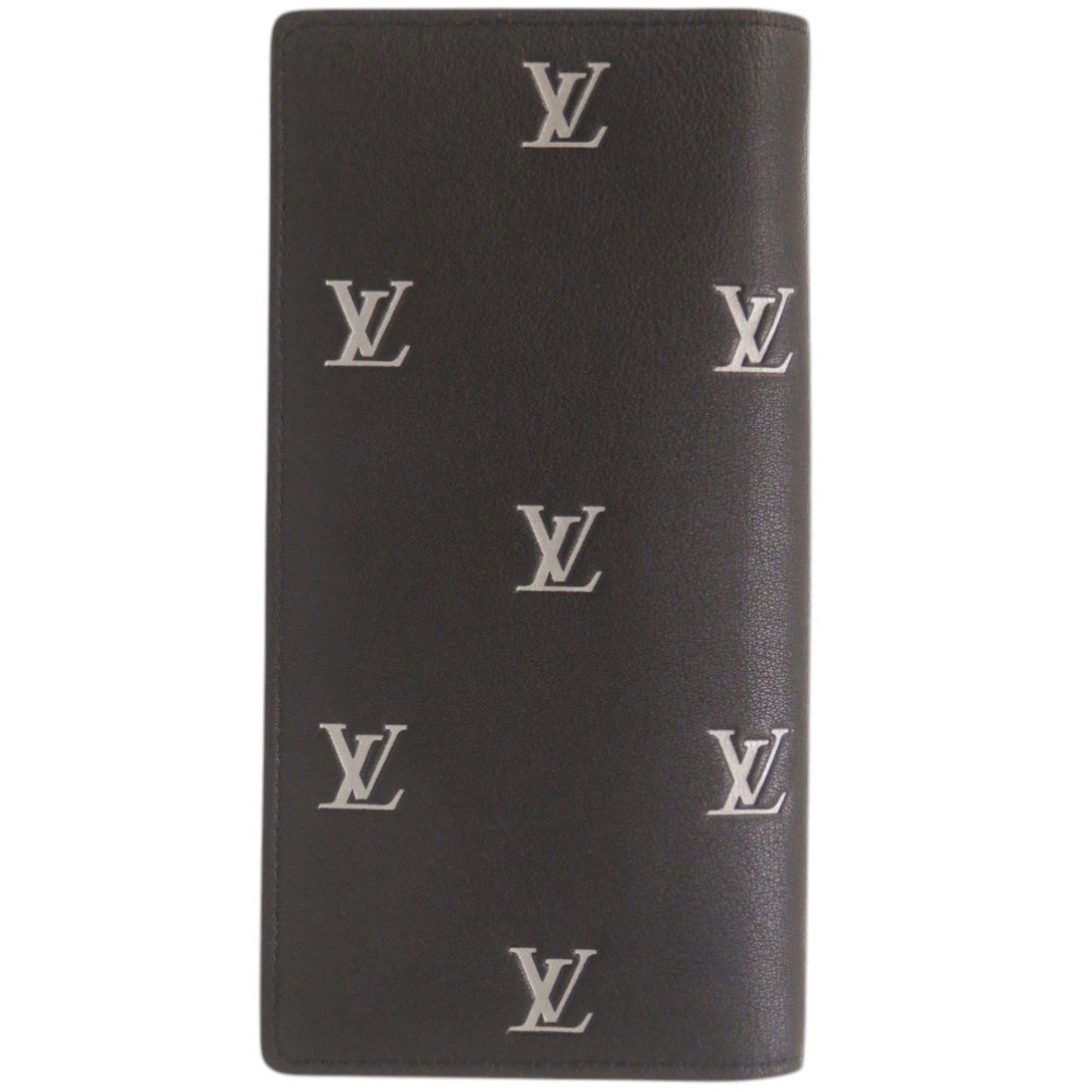 Louis Vuitton Black Leather Long Wallet (Bi-Fold) (Pre-Owned)