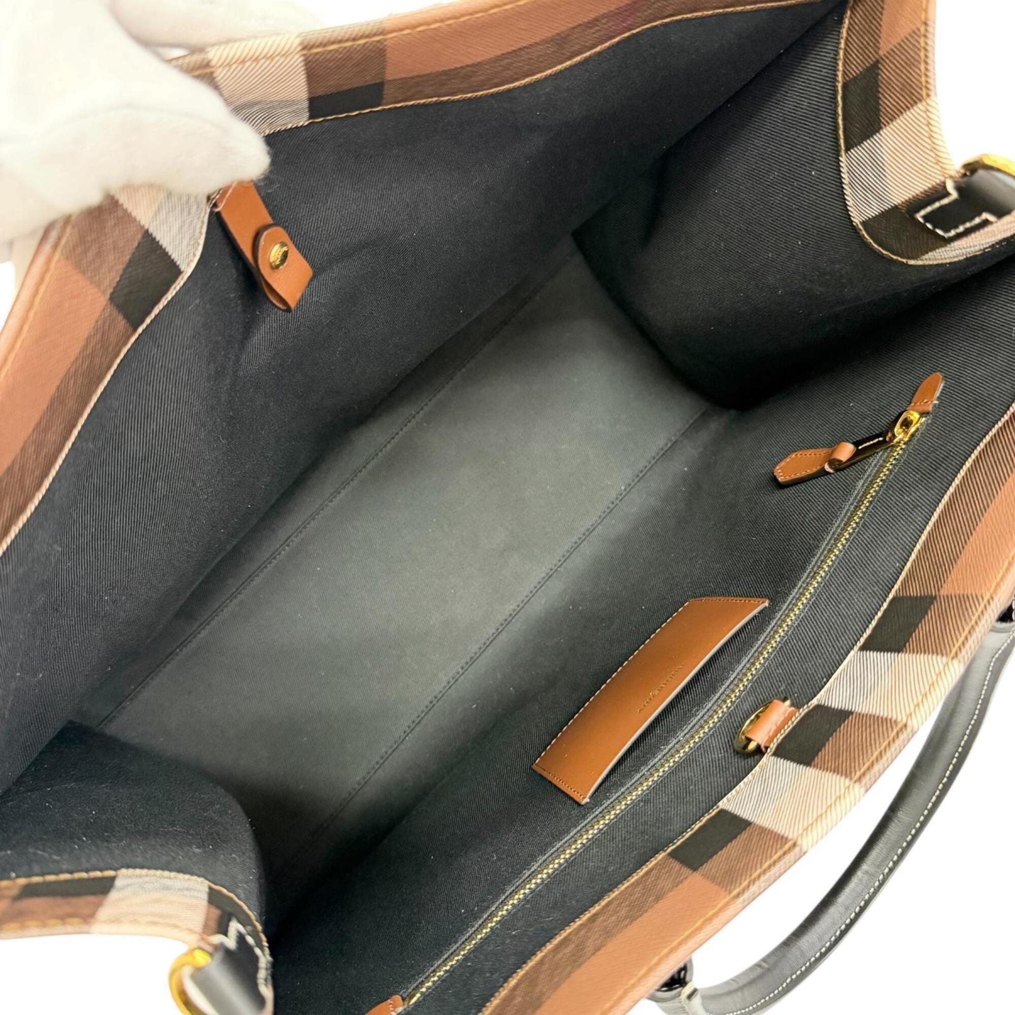 Burberry Brown Elastane Cotton Polyester Shoulder Bag Tote Bag (Pre-Owned)