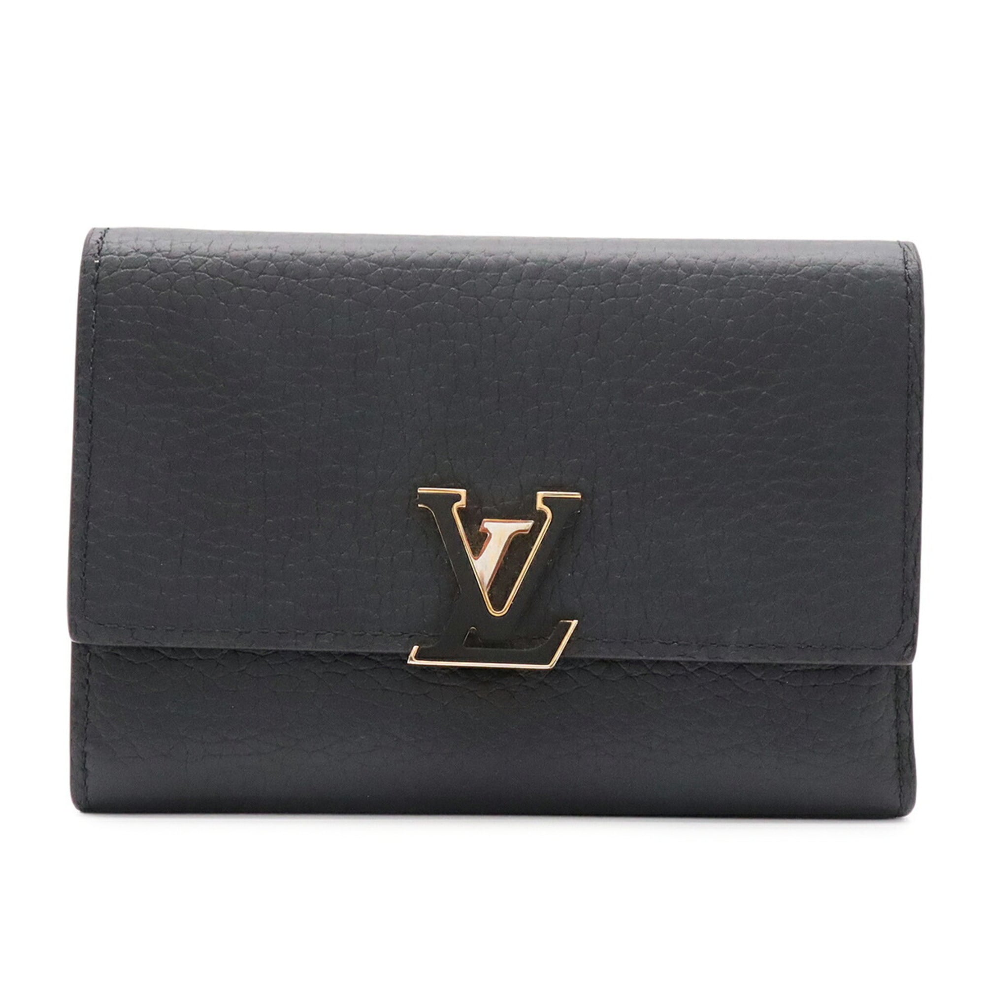 Louis Vuitton Black Hot Pink Noir Leather Wallet (Tri-Fold) (Pre-Owned)