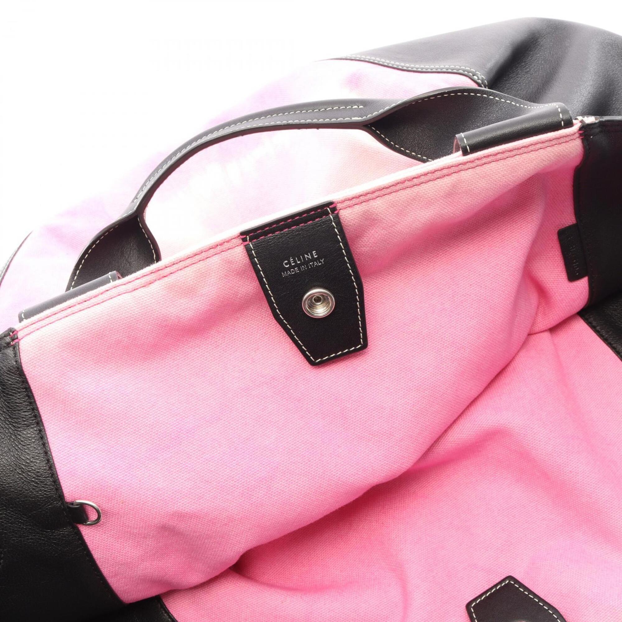 Celine Black Pink White Canvas Leather Handbag Tote Bag (Pre-Owned)