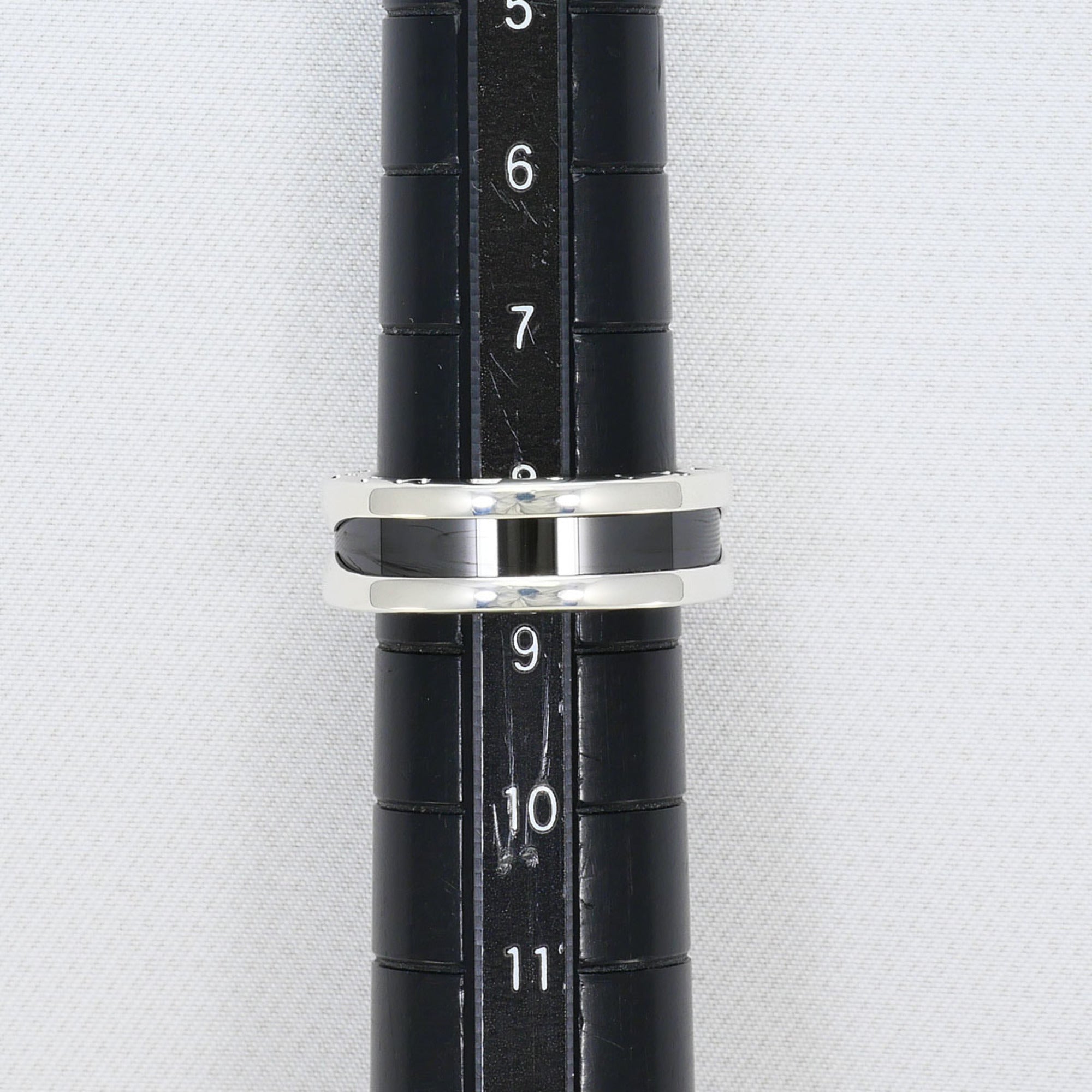 Bvlgari Silver Black Ceramic Silver 925 Band Ring (Pre-Owned)