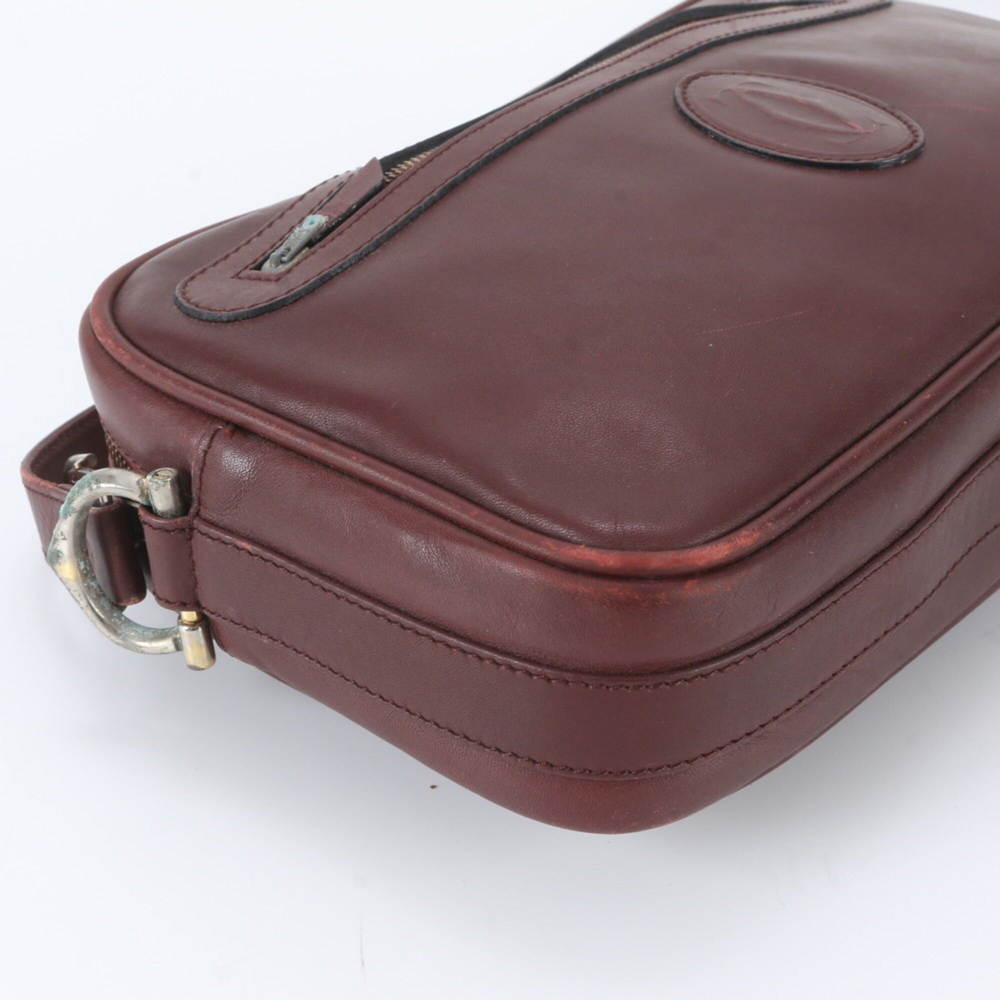 Cartier Bordeaux Leather Crossbody Bag Shoulder Bag (Pre-Owned)
