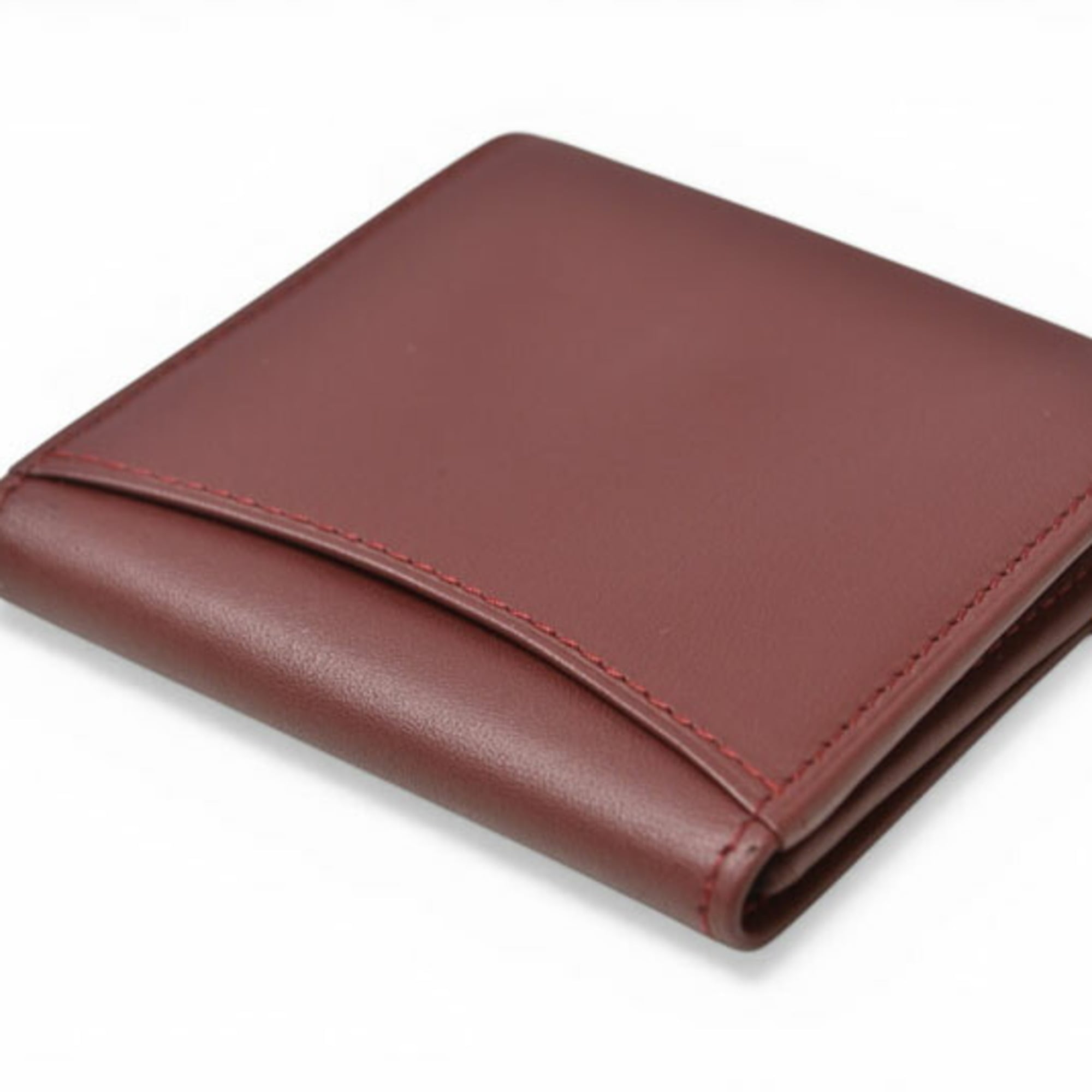 Cartier Bordeaux Leather Coin Purse/Coin Case (Pre-Owned)