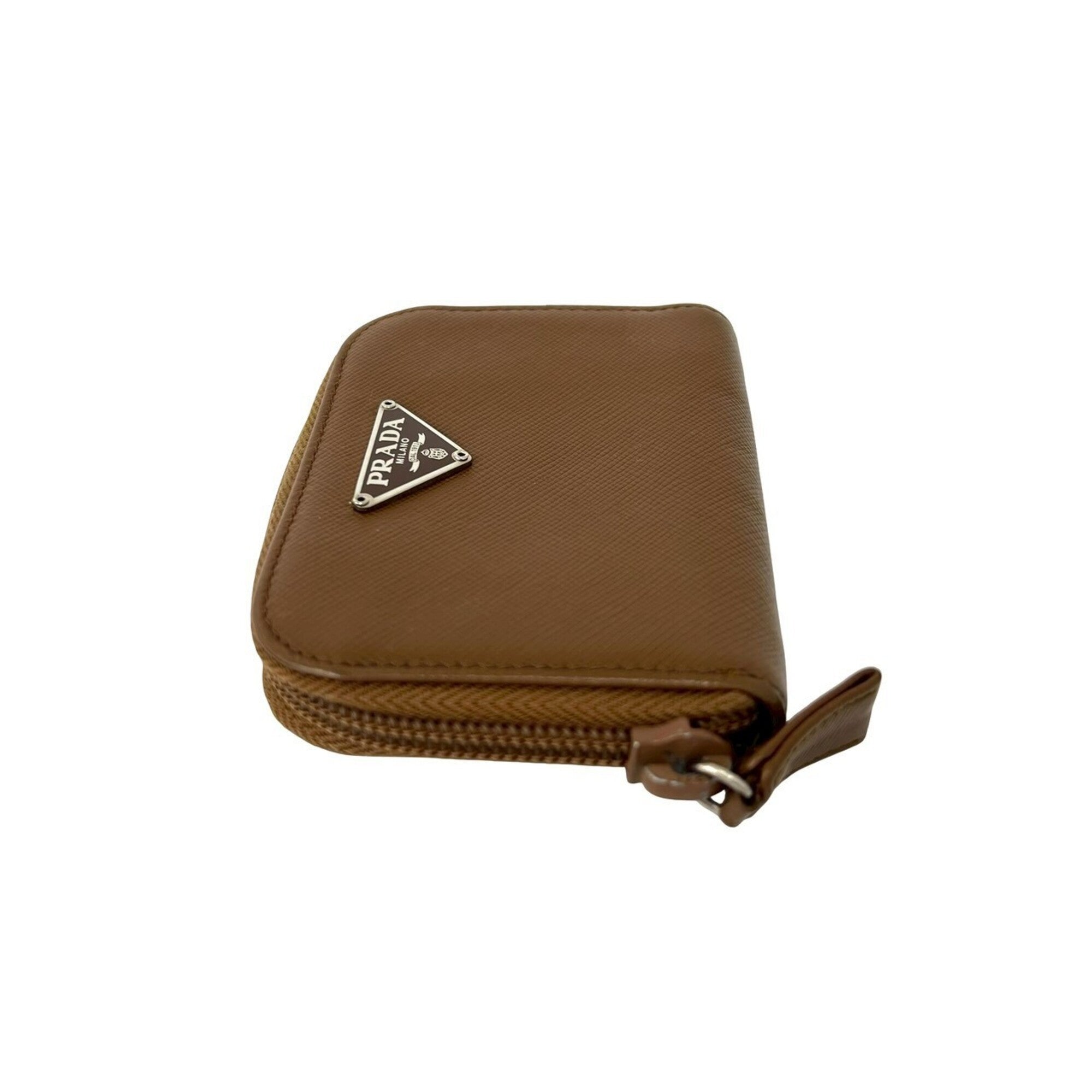 Prada Brown Leather Coin Purse/Coin Case (Pre-Owned)