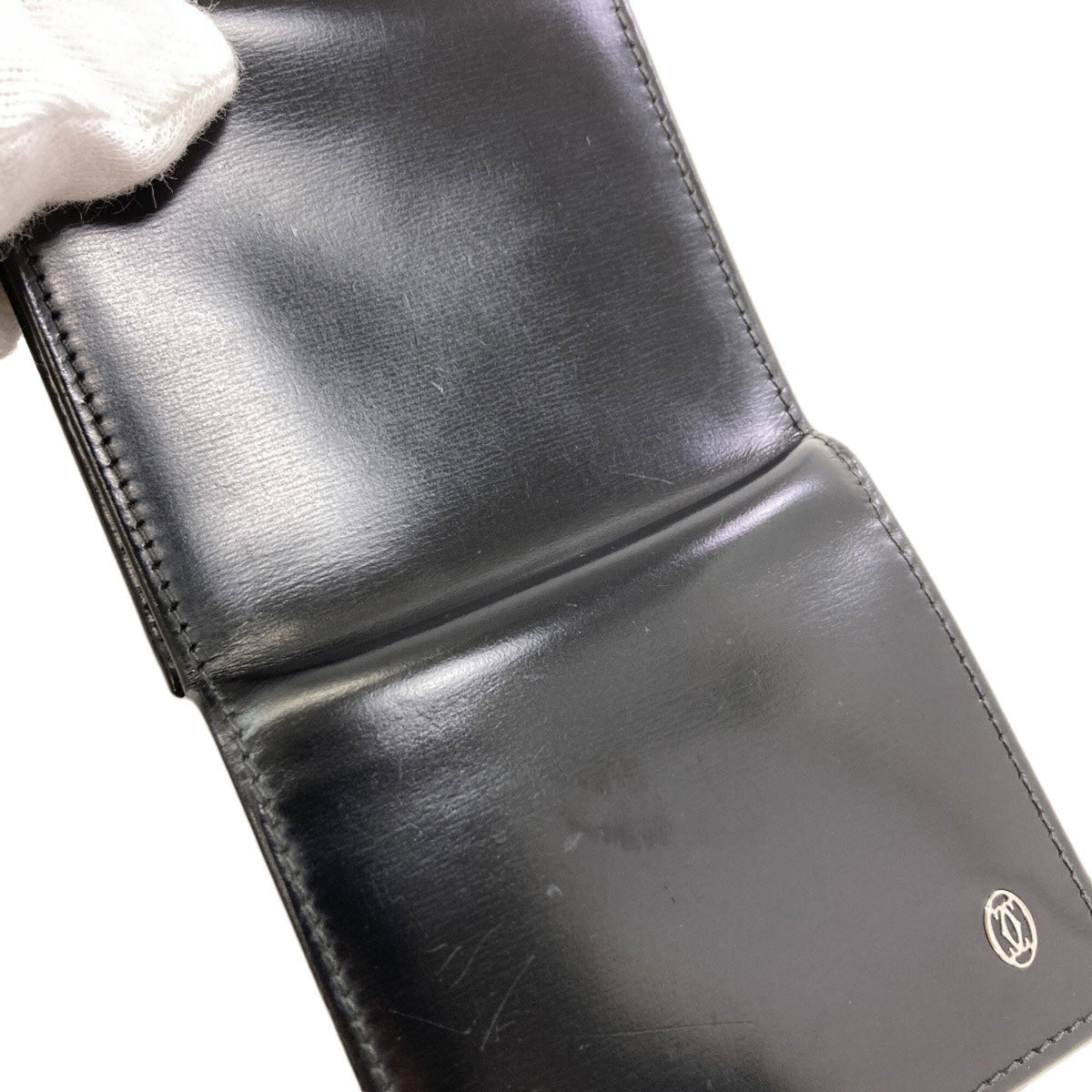 Cartier Black Leather Coin Purse/Coin Case (Pre-Owned)