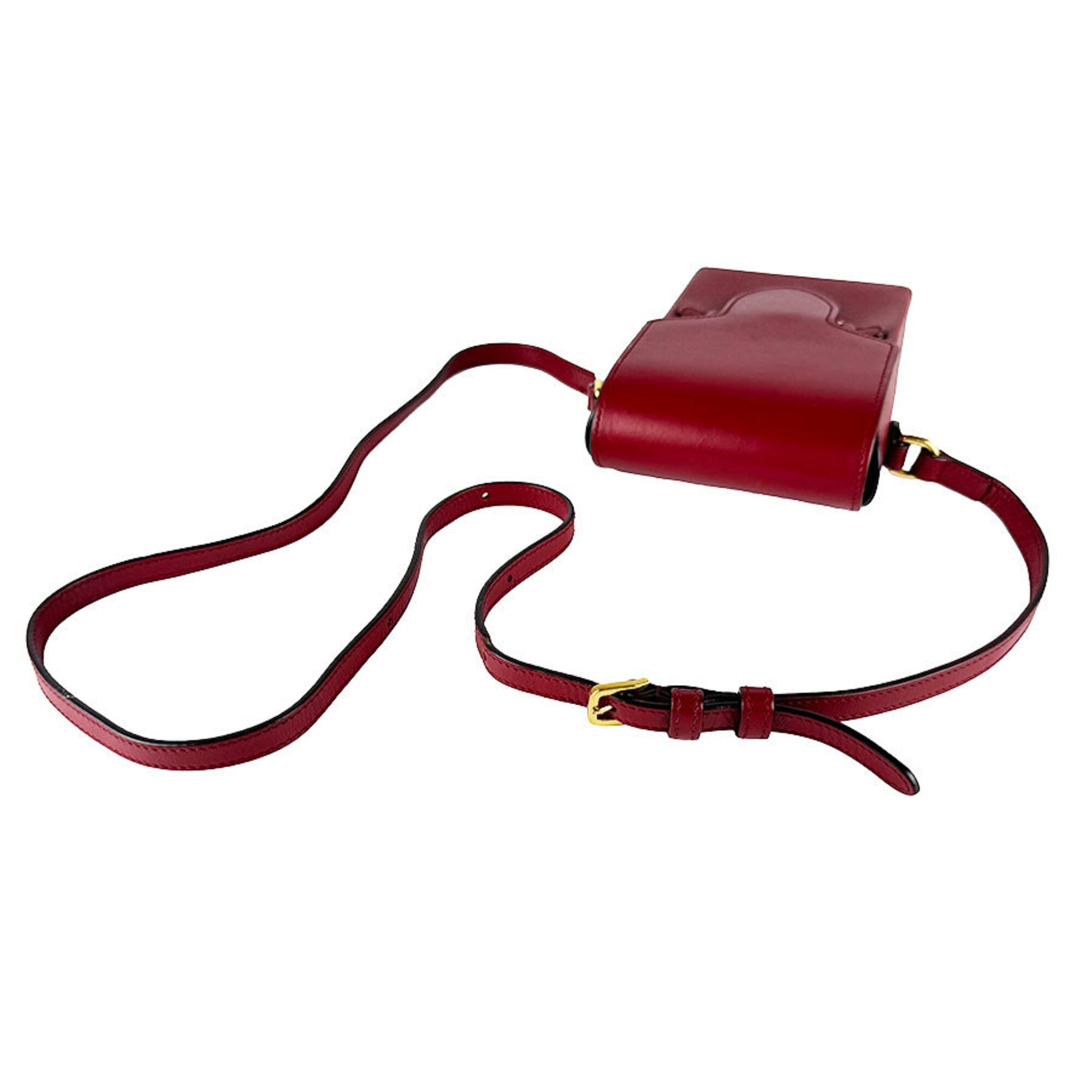 Gucci Red Color Leather Shoulder Bag (Pre-Owned)