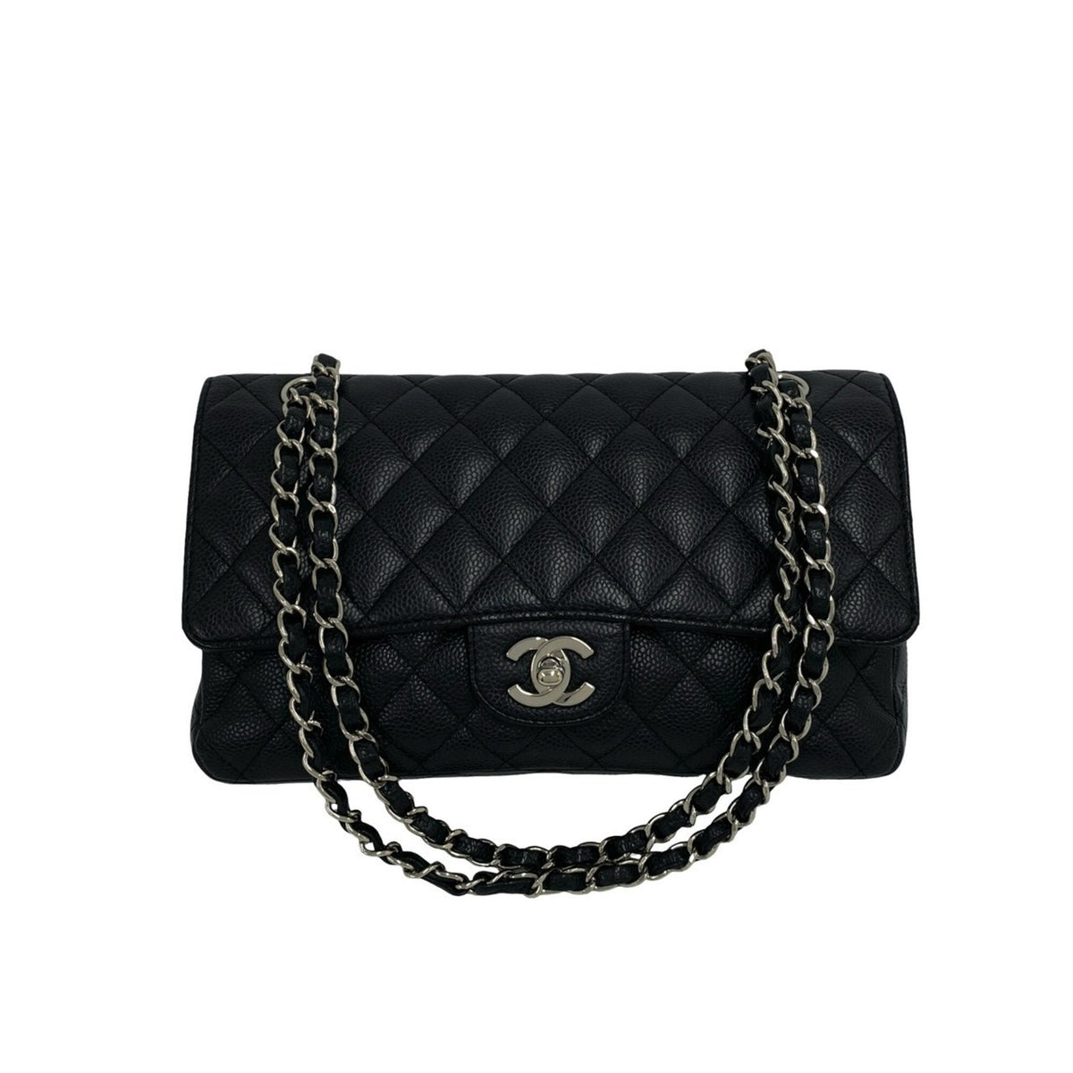 Chanel Black Grained Calfskin Shoulder Bag (Pre-Owned)