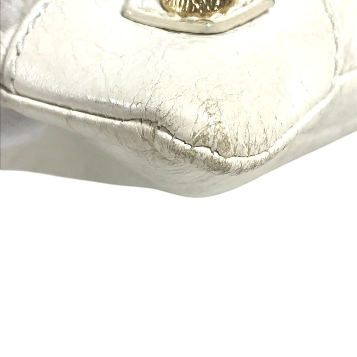 Balenciaga Gold White Leather Clutch Bag Handbag Pouch (Pre-Owned)