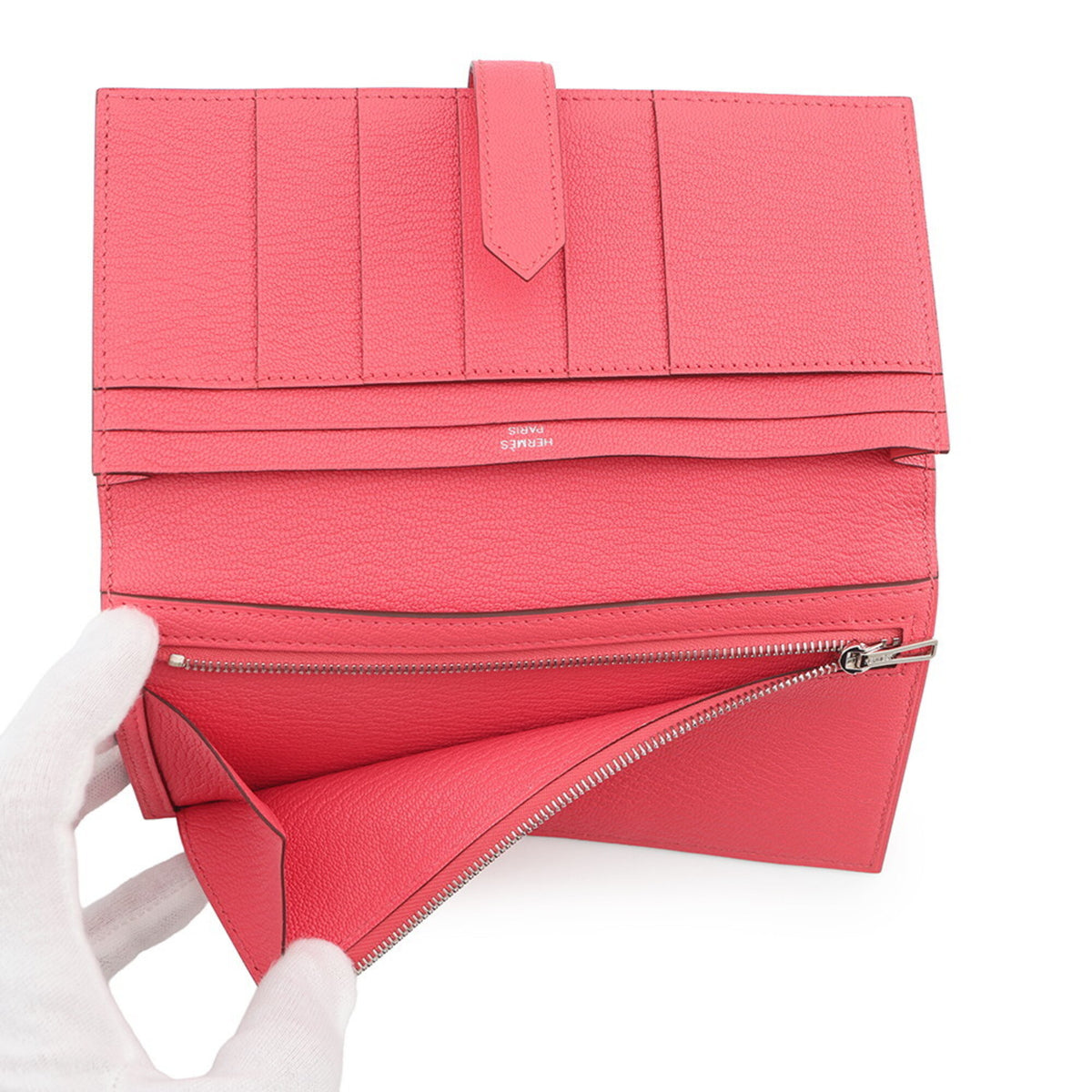 Hermes Rose Azalee Chevre Myzore Leather Long Wallet (Bi-Fold) (Pre-Owned)