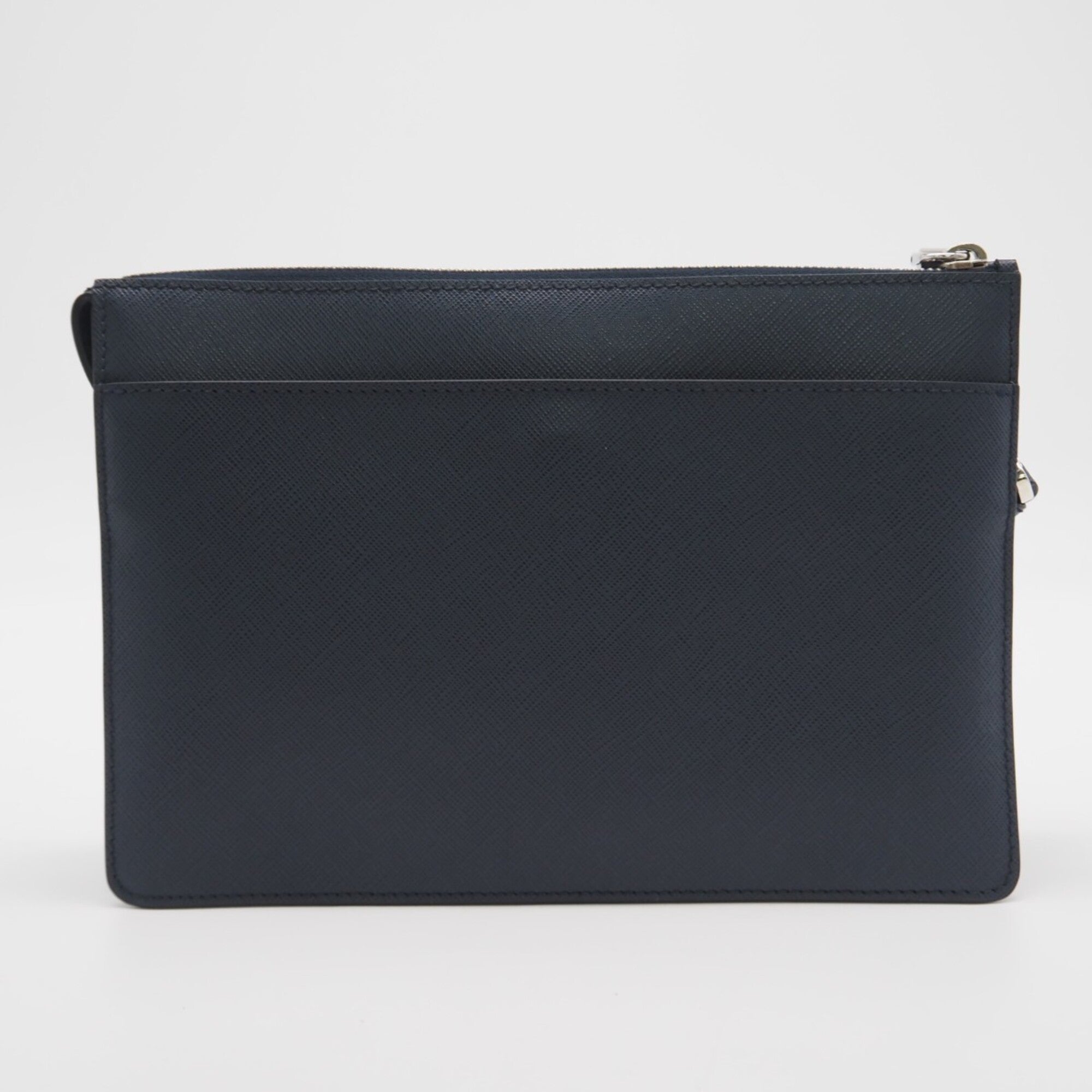 Prada Saffiano Navy Saffiano Pouch (Pre-Owned)