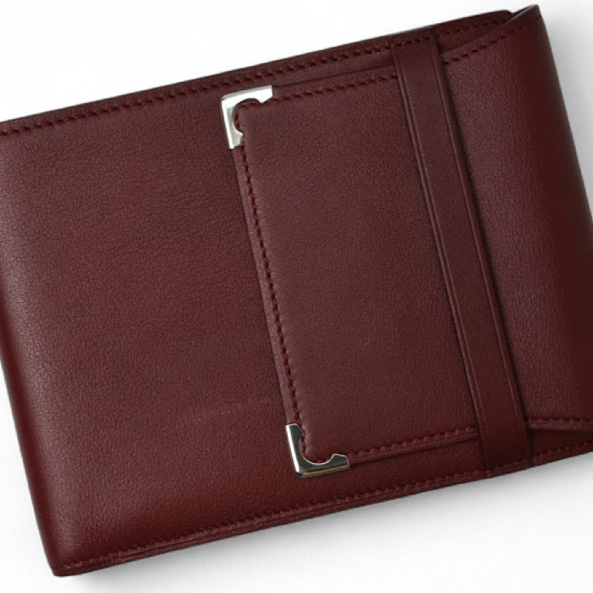 Cartier Bordeaux Leather Wallet (Tri-Fold) (Pre-Owned)