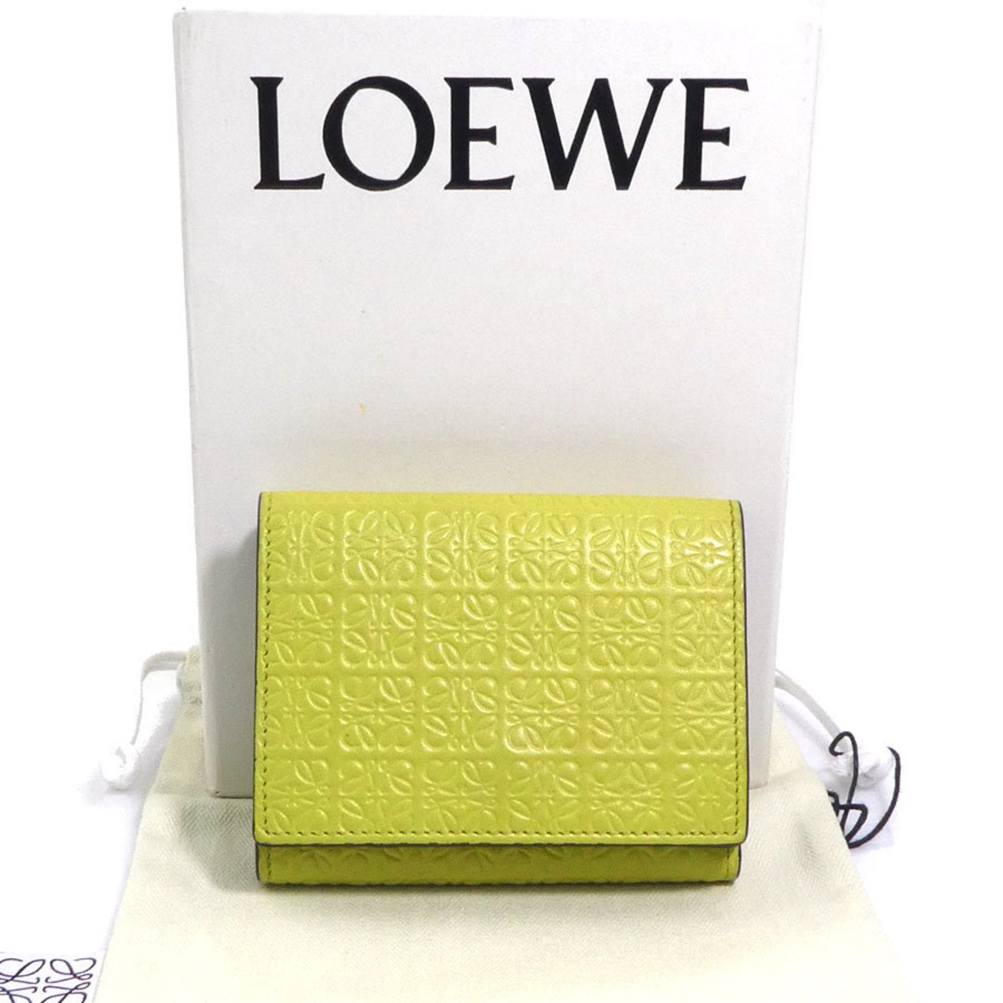 Loewe Green Yellow Leather Wallet (Tri-Fold) (Pre-Owned)