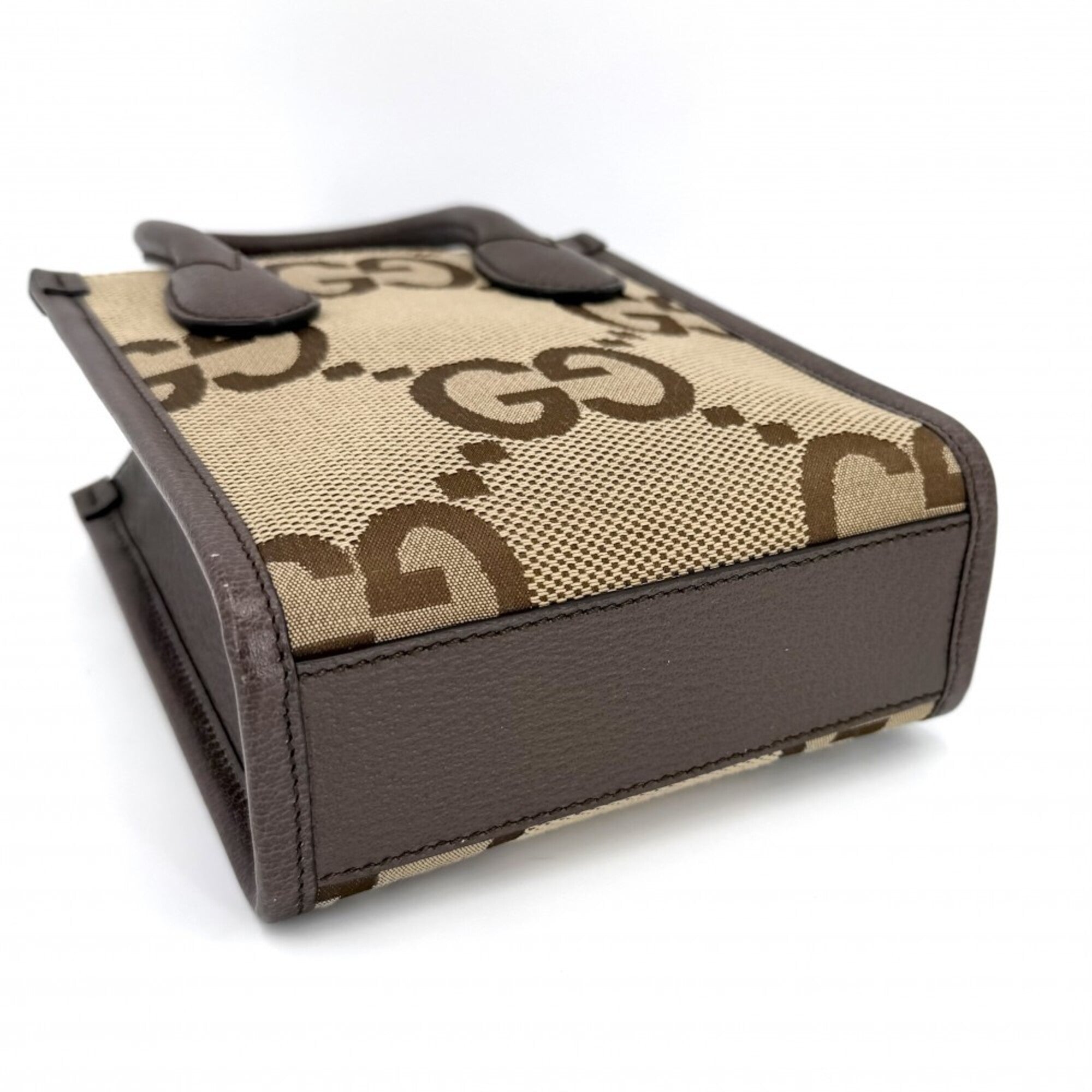 Gucci Beige Brown Gg Canvas Leather Handbag Shoulder Bag (Pre-Owned)
