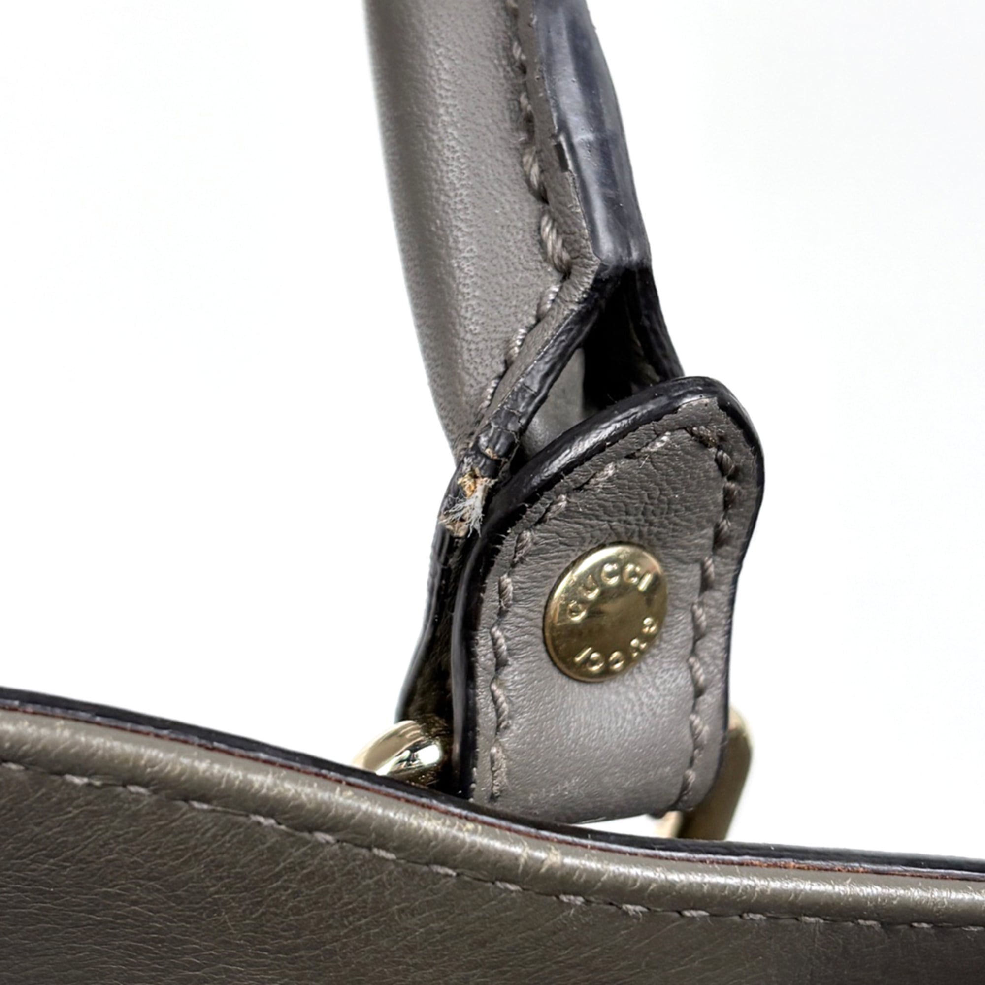 Gucci Gray Leather Handbag Shoulder Bag Tote Bag (Pre-Owned)